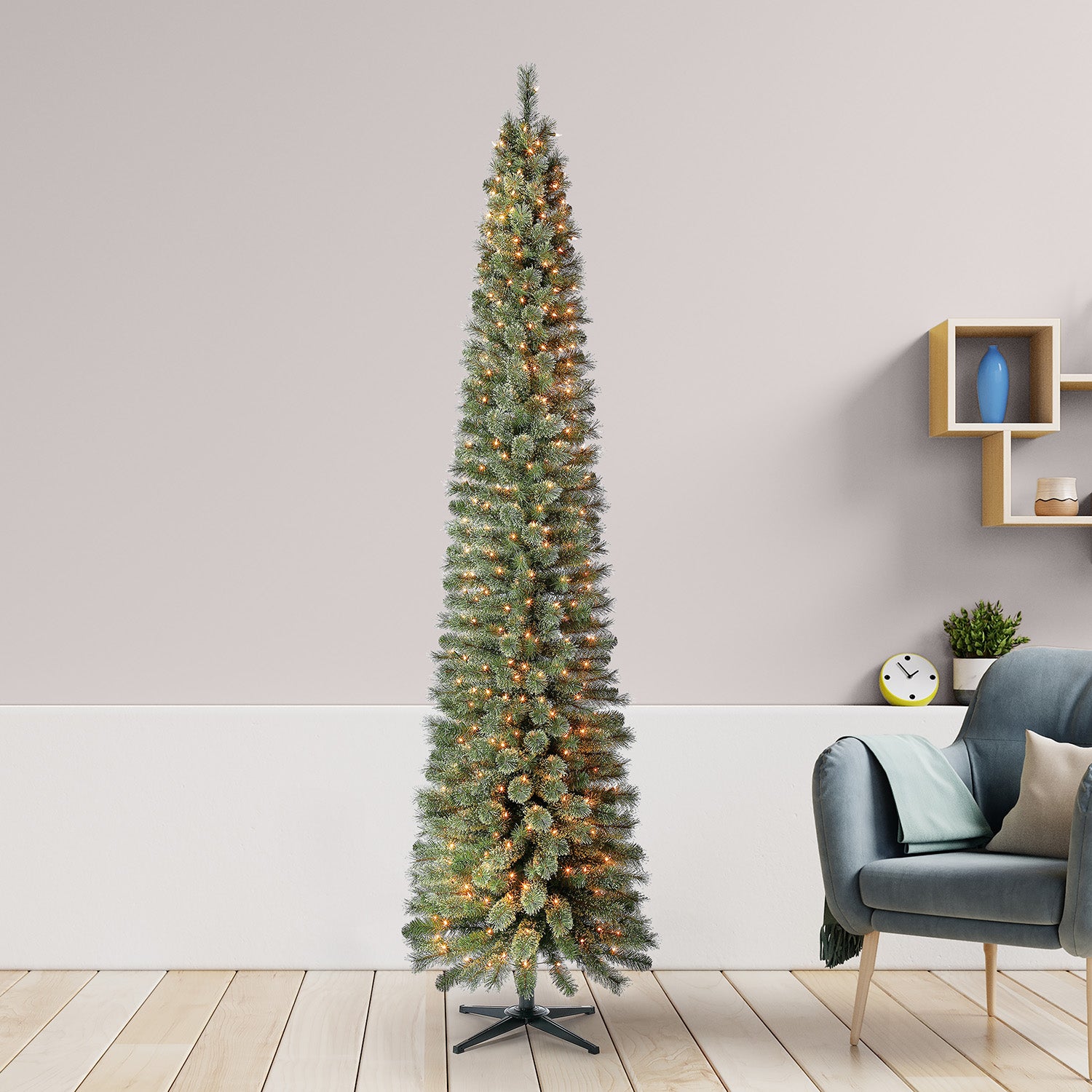 Home Heritage Stanley 9' Pine Artificial Christmas Tree, PreLit 500 White Lights