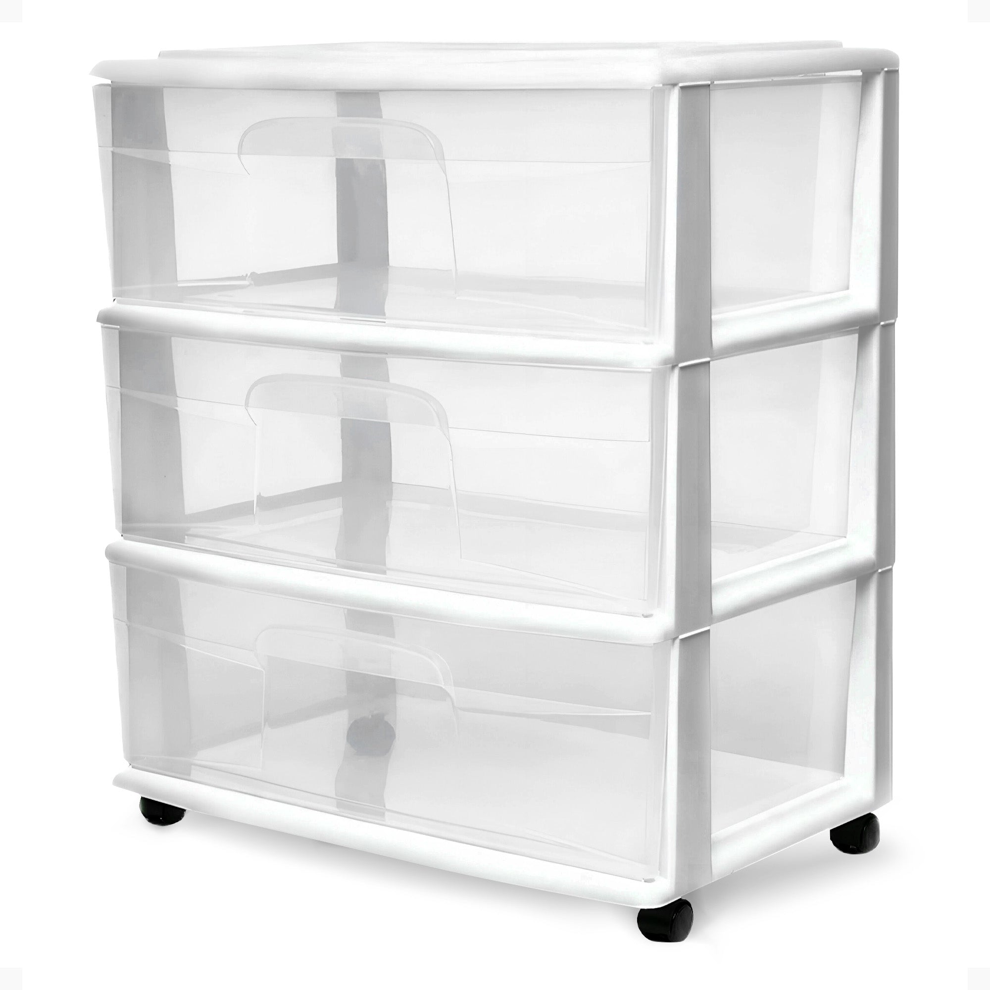 Homz 3 Clear Drawer Small Rolling Storage Container Tower, White Frame (Used) - VMInnovations