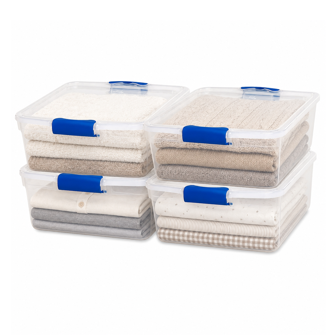 Homz 15.5 Quart Clear Plastic Stackable Storage Containers, 4 Pack (Open Box)