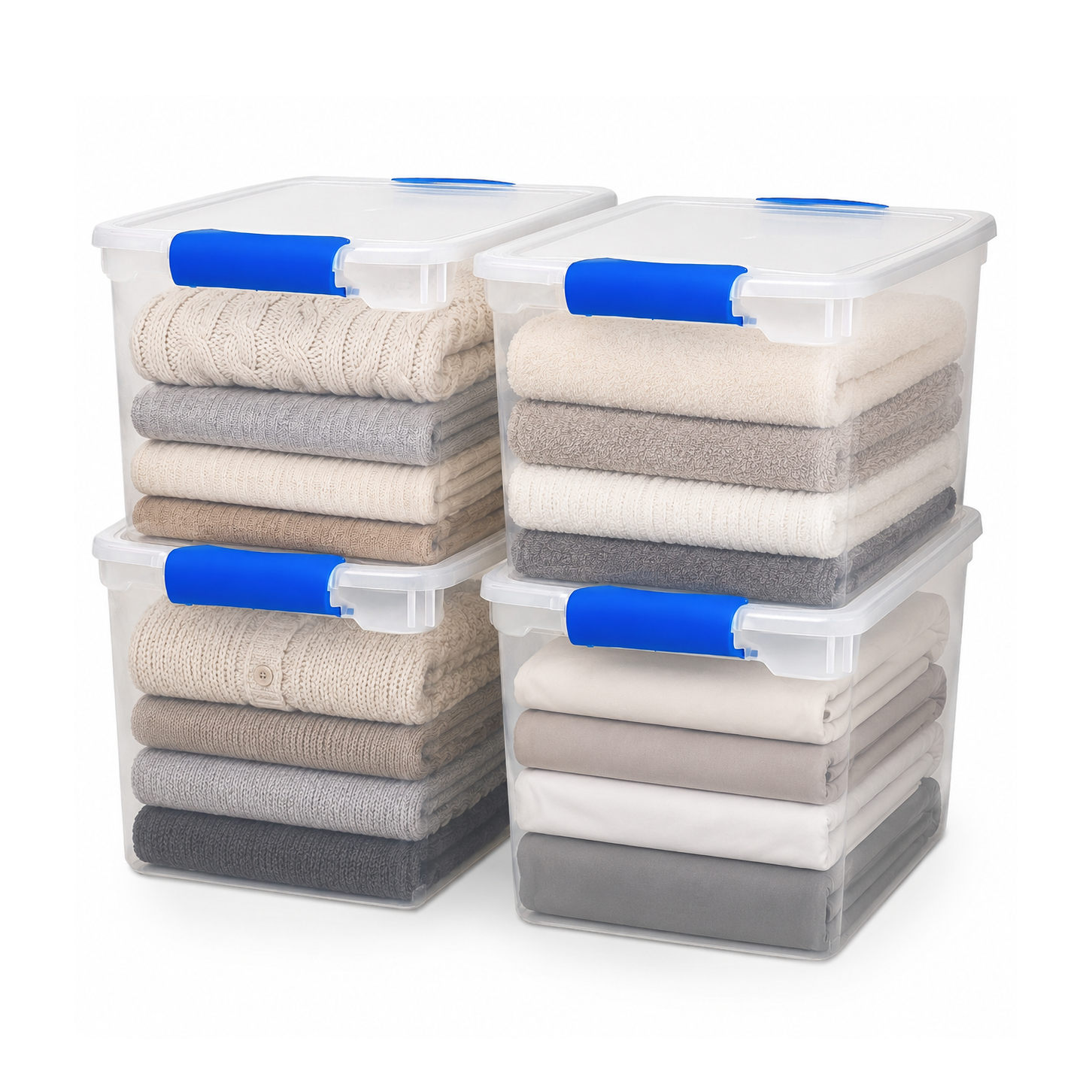 Homz 31 Qt Heavy Duty Clear Plastic Latching Stackable Storage Containers, 4 Pk - VMInnovations