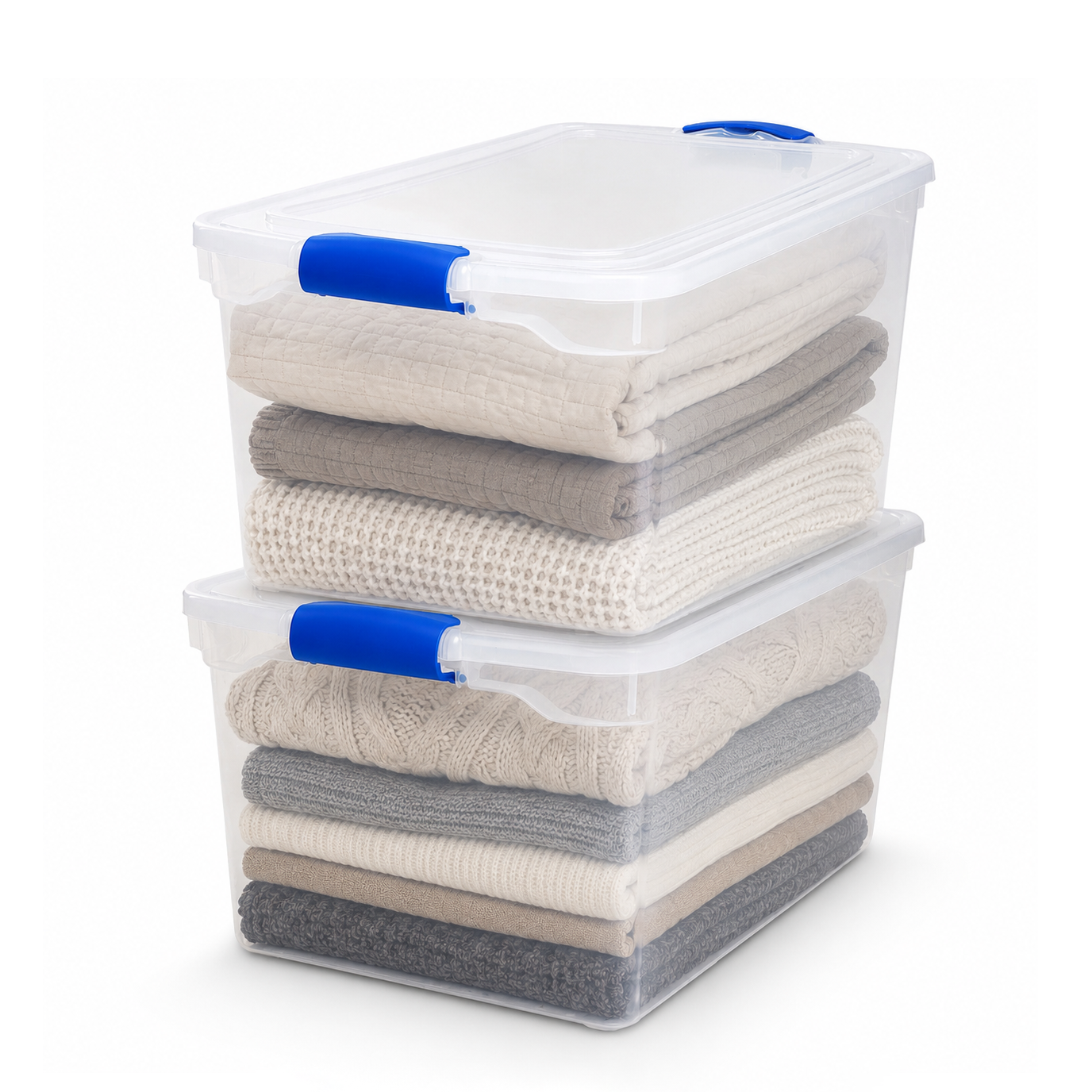 Homz 66 Qt Multipurpose Stackable Storage Bin with Latching Lids, Clear (2 Pack)