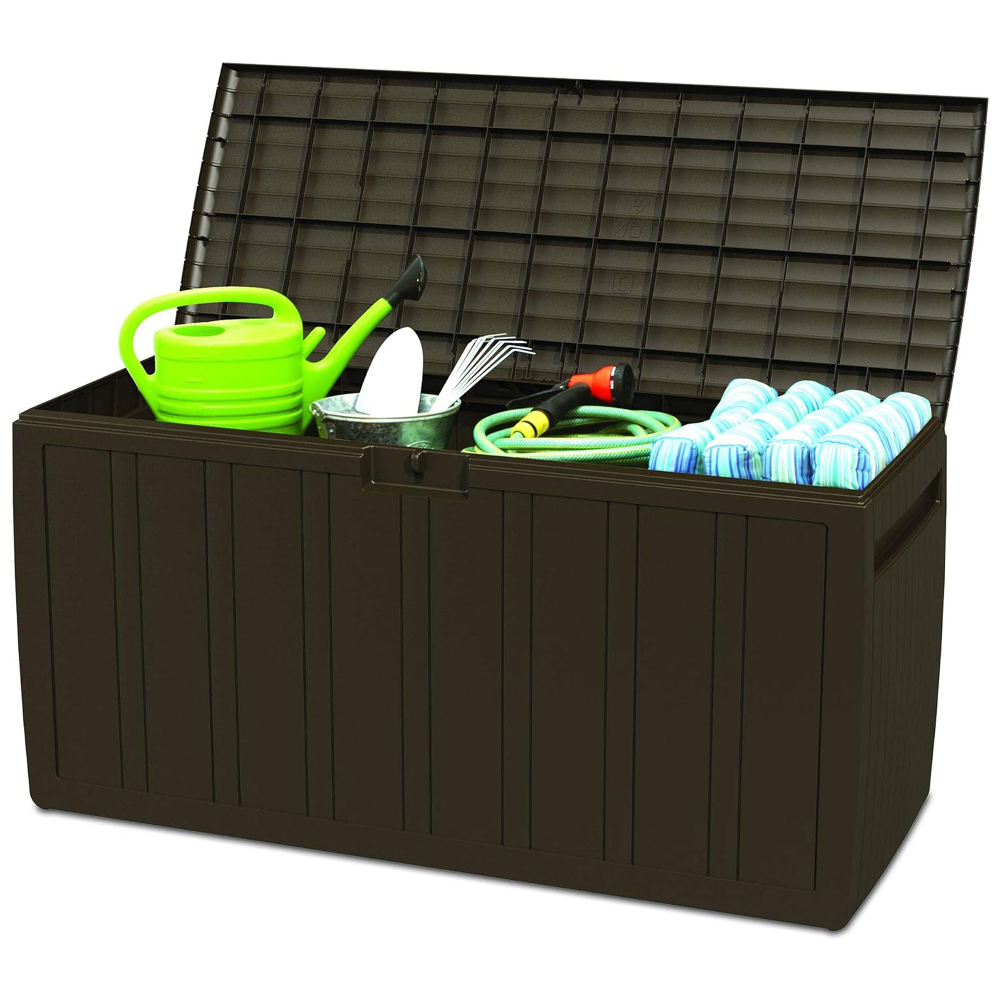 Ram Quality Products Storage Deck Box Patio Furniture, 71 Gallon, Brown (Used) - VMInnovations