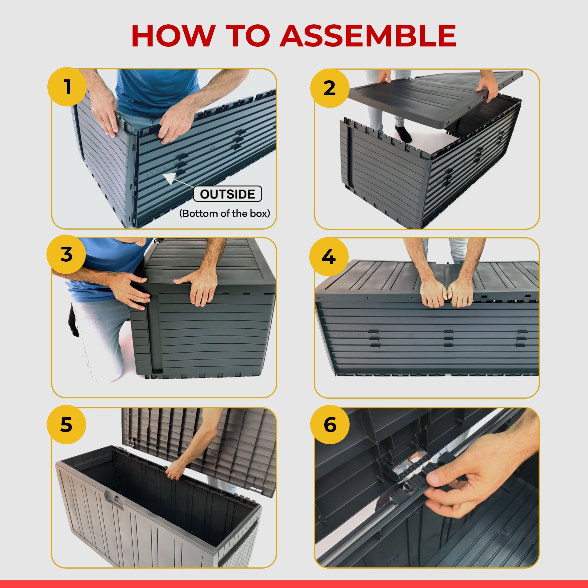 Ram Quality Products Storage Deck Patio Furniture, 71 Gallon, Brown (Open Box) - VMInnovations