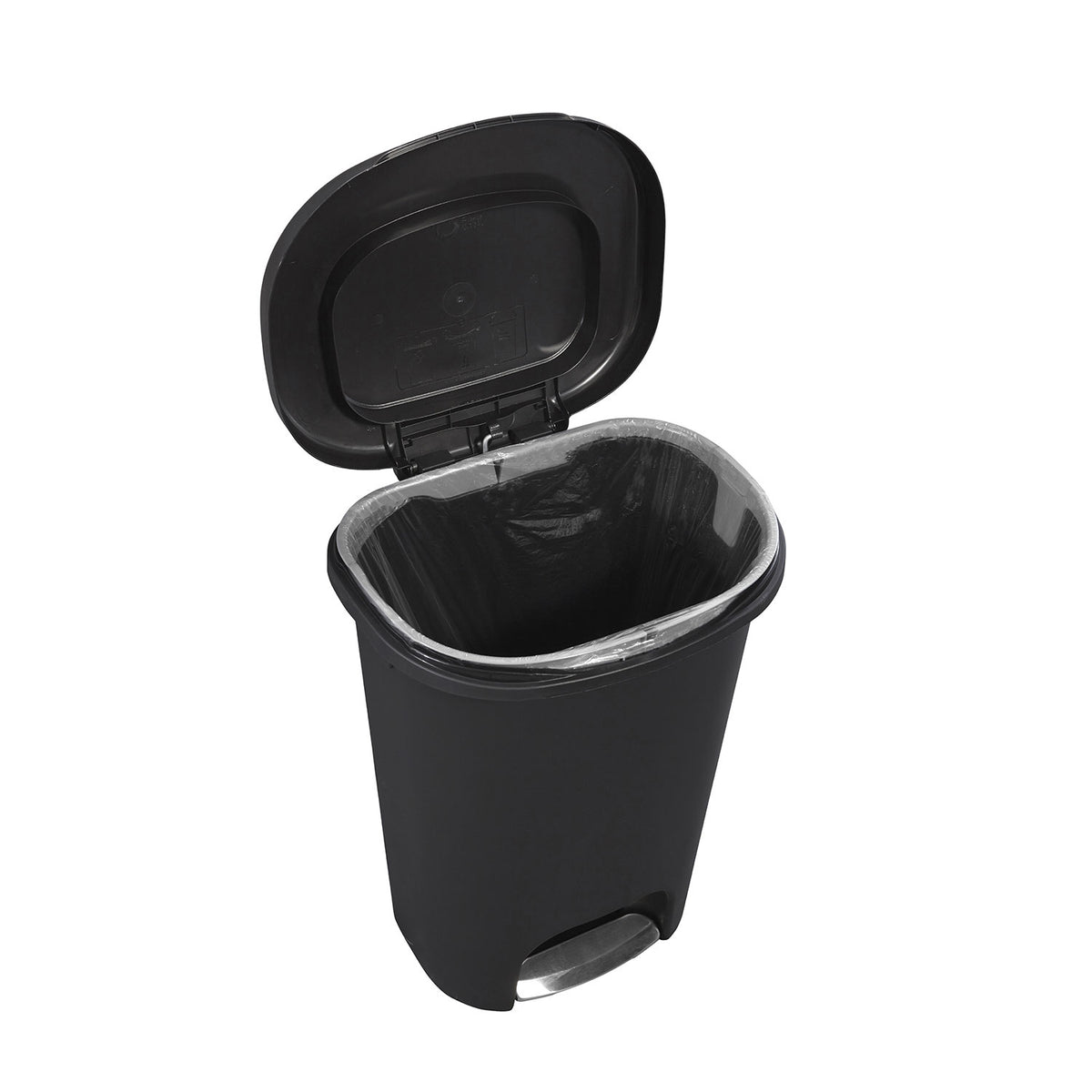 Rubbermaid Classic 13 Gallon Plastic Hands Free Step On Lid Trash Can, Black