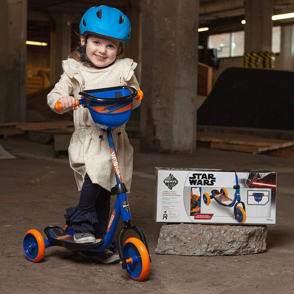 Huffy Star Wars Chewbacca Preschool Toddler Scooter with Storage, Blue(Open Box)