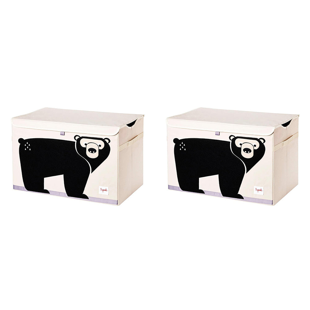 3 Sprouts Collapsible Toy Chest Storage Bin for Kids Playroom, Bear (2 Pack)