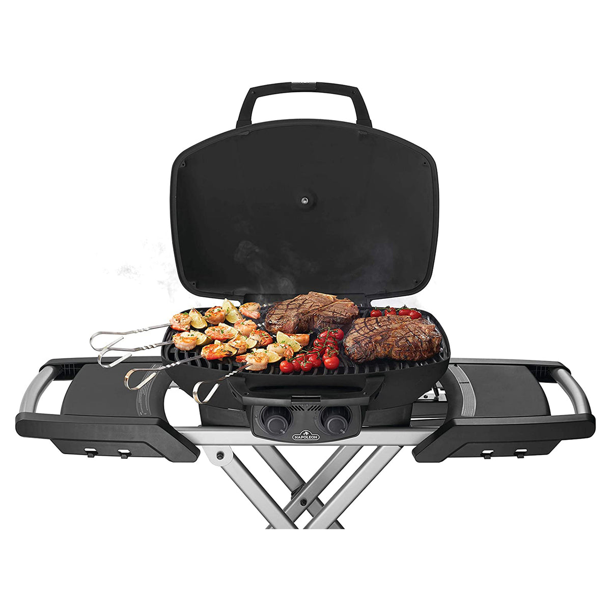 Napoleon TravelQ 285X Propane Gas Grill w/ Scissor Cart & Griddle (For Parts)