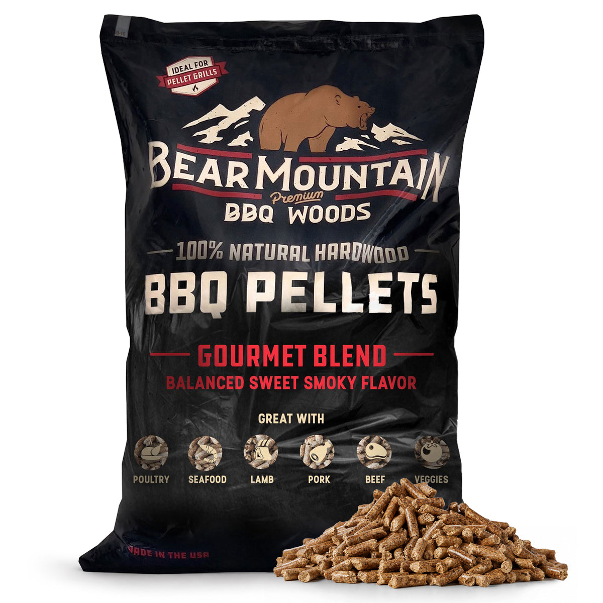 Bear Mountain BBQ FB99 Hardwood Gourmet Blend Smoker Pellets, 40 lbs (Open Box) - VMInnovations