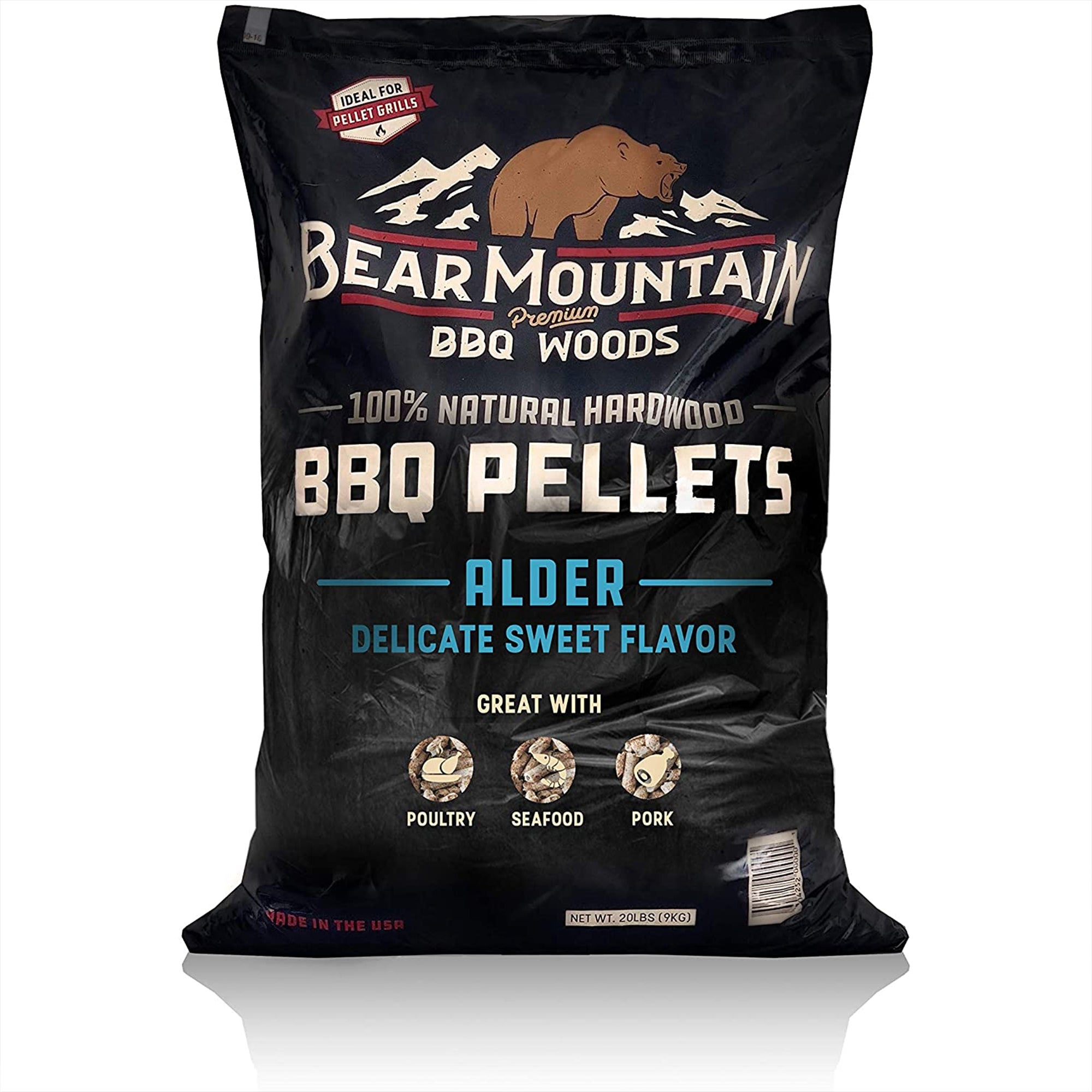 Bear Mountain BBQ 100% Natural Hardwood Alder Flavor Pellets, 20lbs (Open Box)