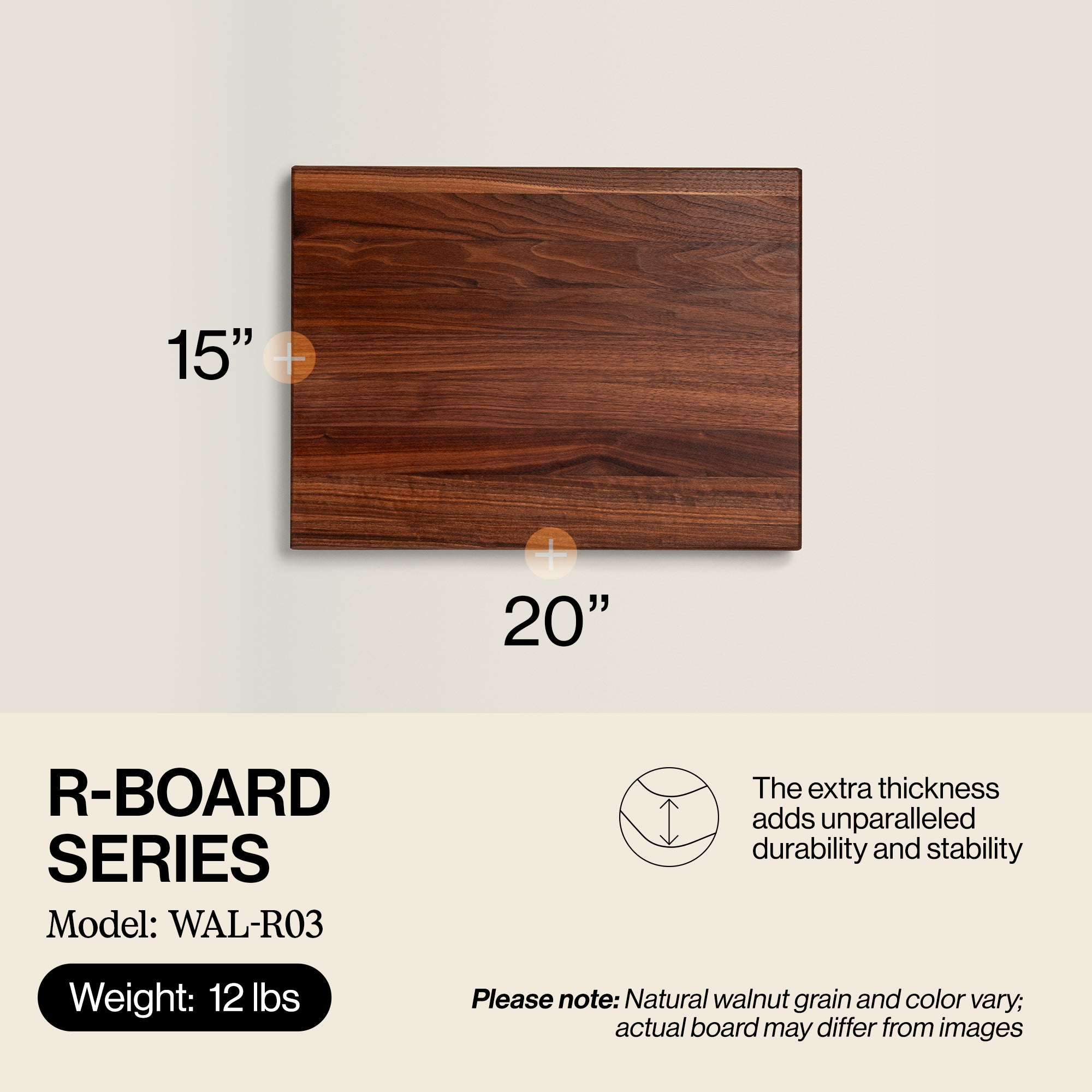 John Boos Walnut Wood Edge Grain Cutting Board, 20 x 15 x 1.5 Inches (Open Box) - VMInnovations