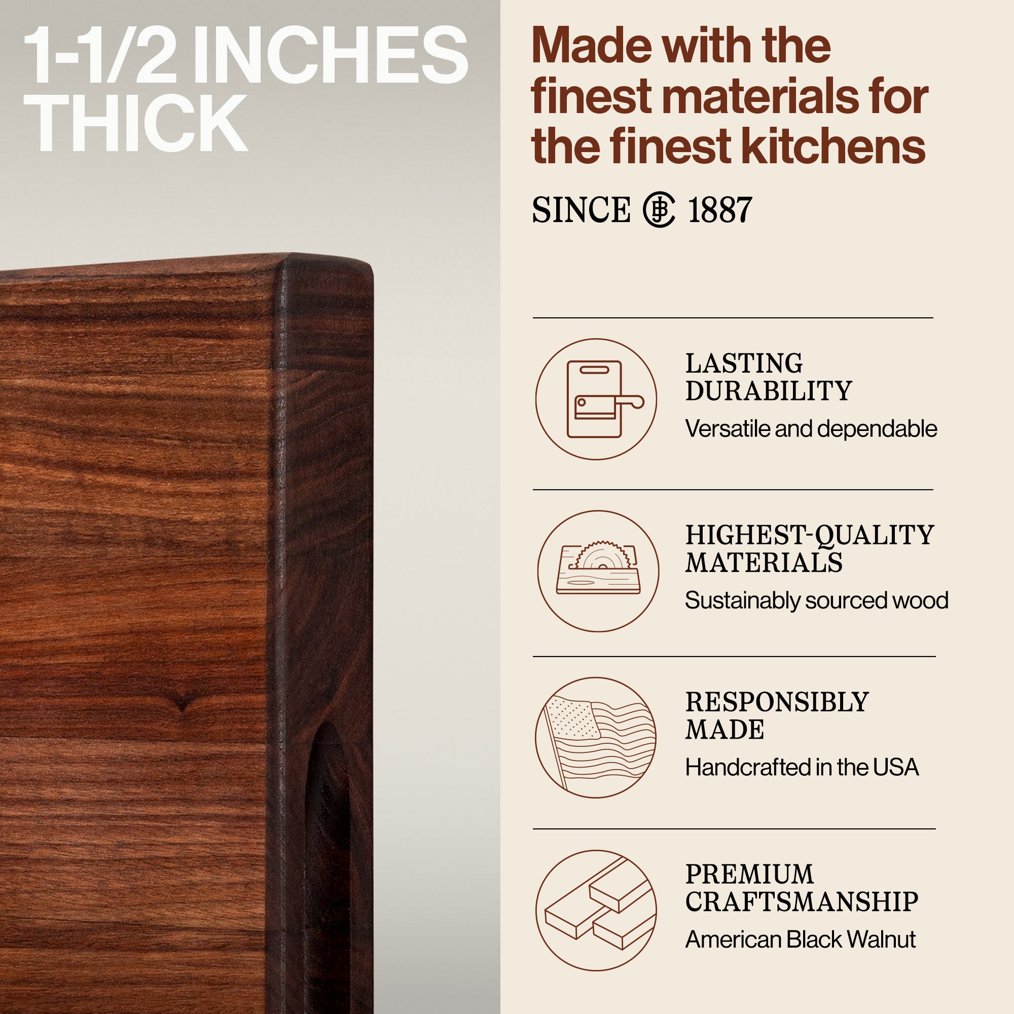 John Boos Walnut Wood Reversible Cutting Board w/ Care Oil, Cream, & Applicator - VMInnovations