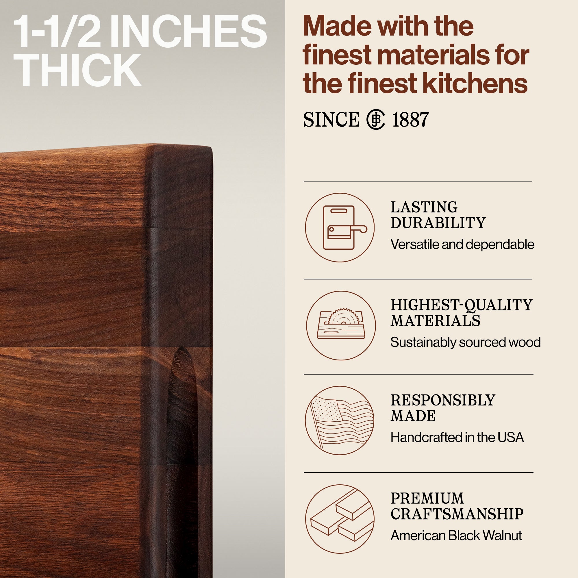 John Boos Walnut Grain Reversible Cutting Board, 18 x 12 x 1.5 Inches (Used) - VMInnovations