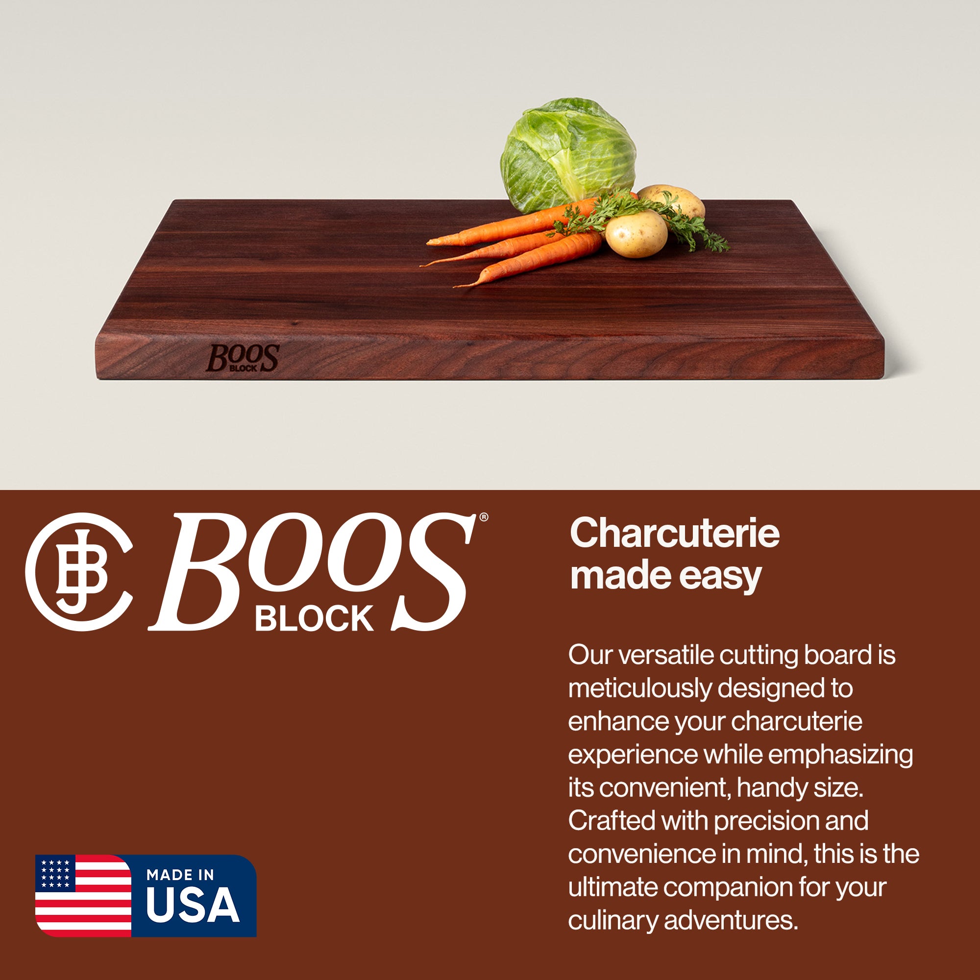 John Boos Walnut Wood Edge Grain Cutting Board, 24 x 18 x 1.5 Inches (Open Box) - VMInnovations