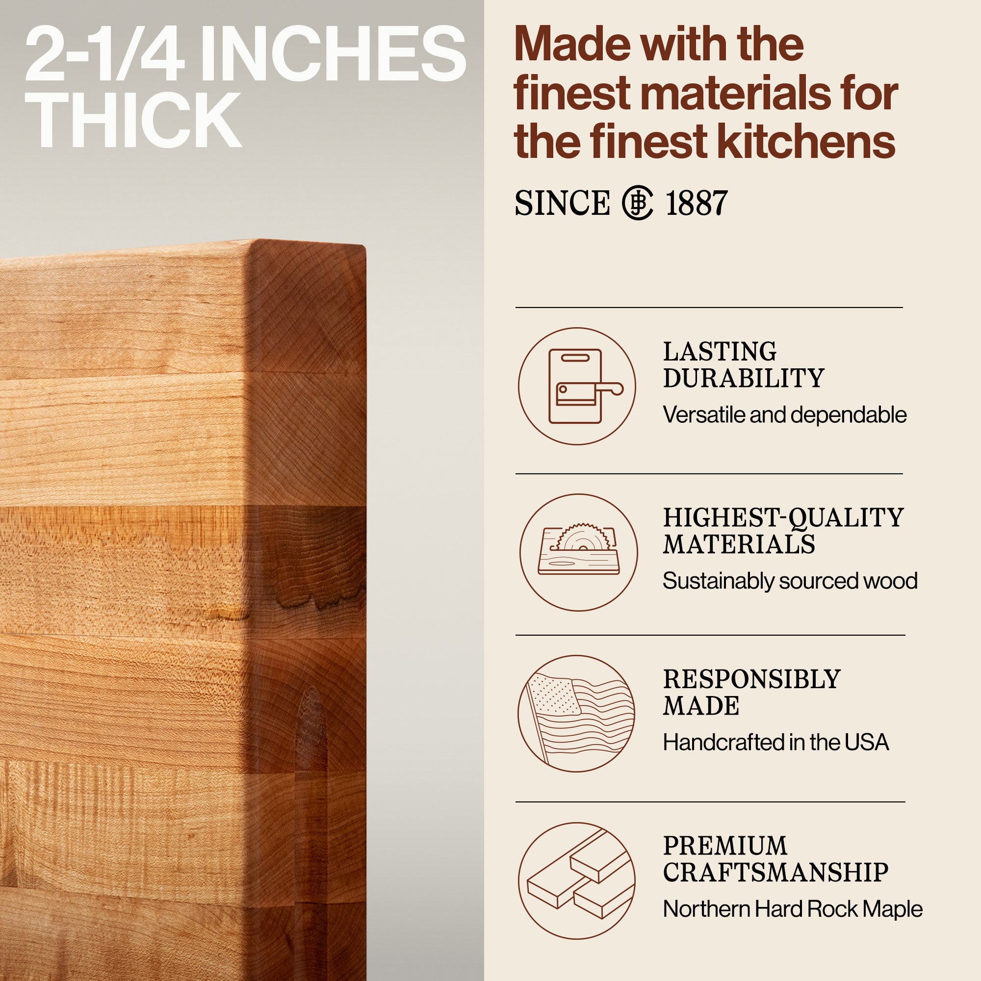 John Boos Maple Wood Edge Grain Cutting Board, 24 x 18 x 2.25 Inches (Open Box)