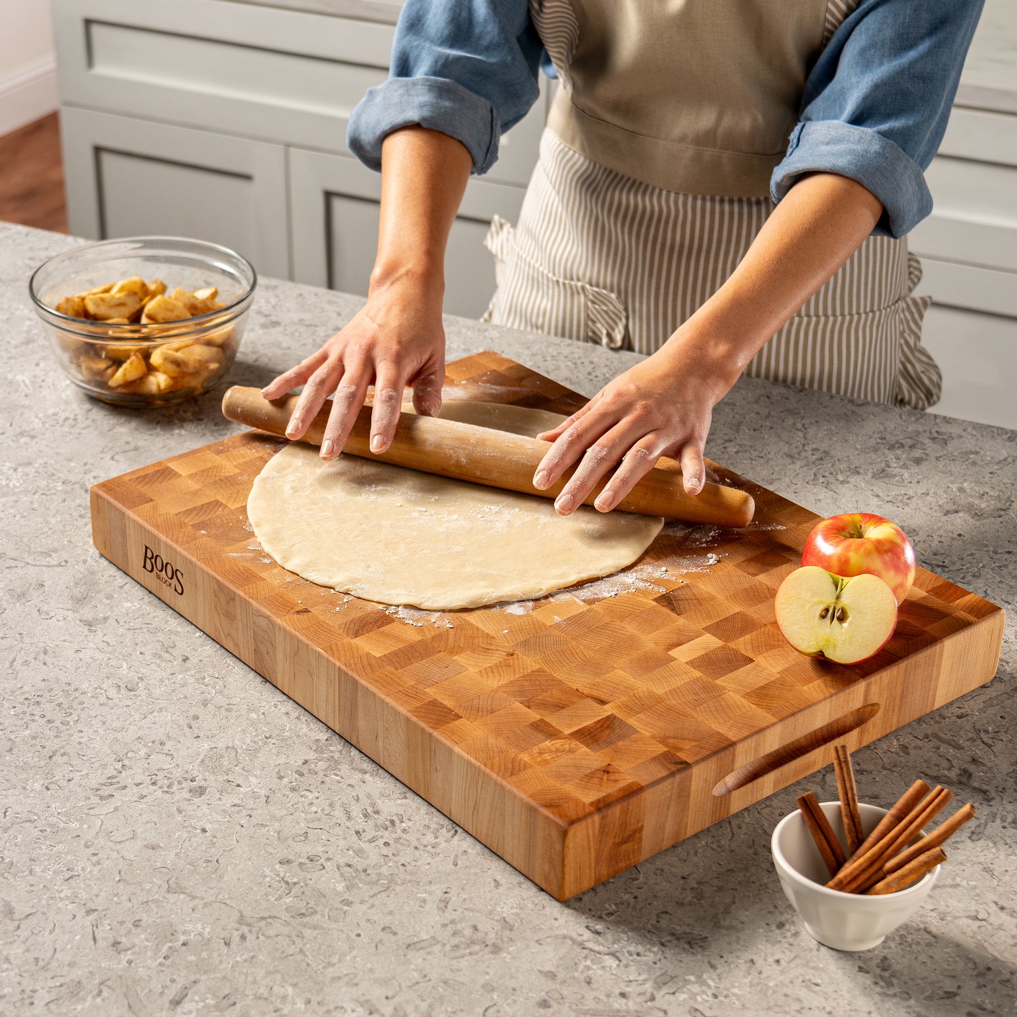 John Boos LGMaple Wood End Grain Kitchen Cutting Board 20"x15"x2.25"(Open Box) - VMInnovations