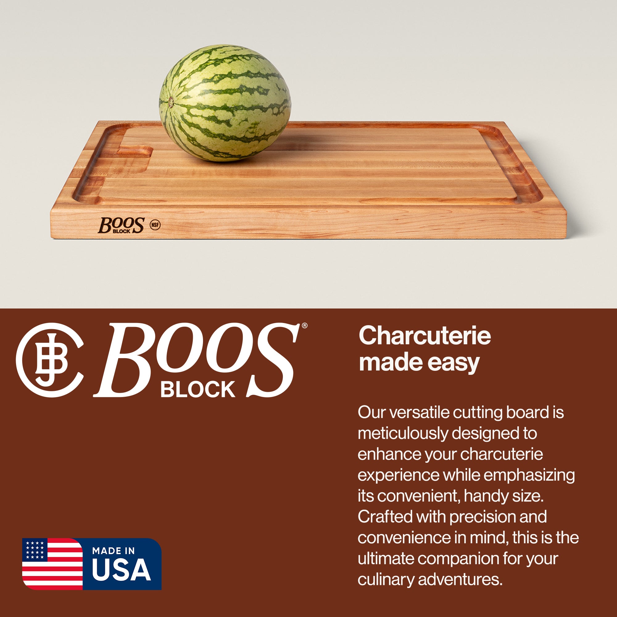 John Boos Au Jus Maple Wood Cutting Board with Juice Groove, 18" x 24" x 1.5" - VMInnovations