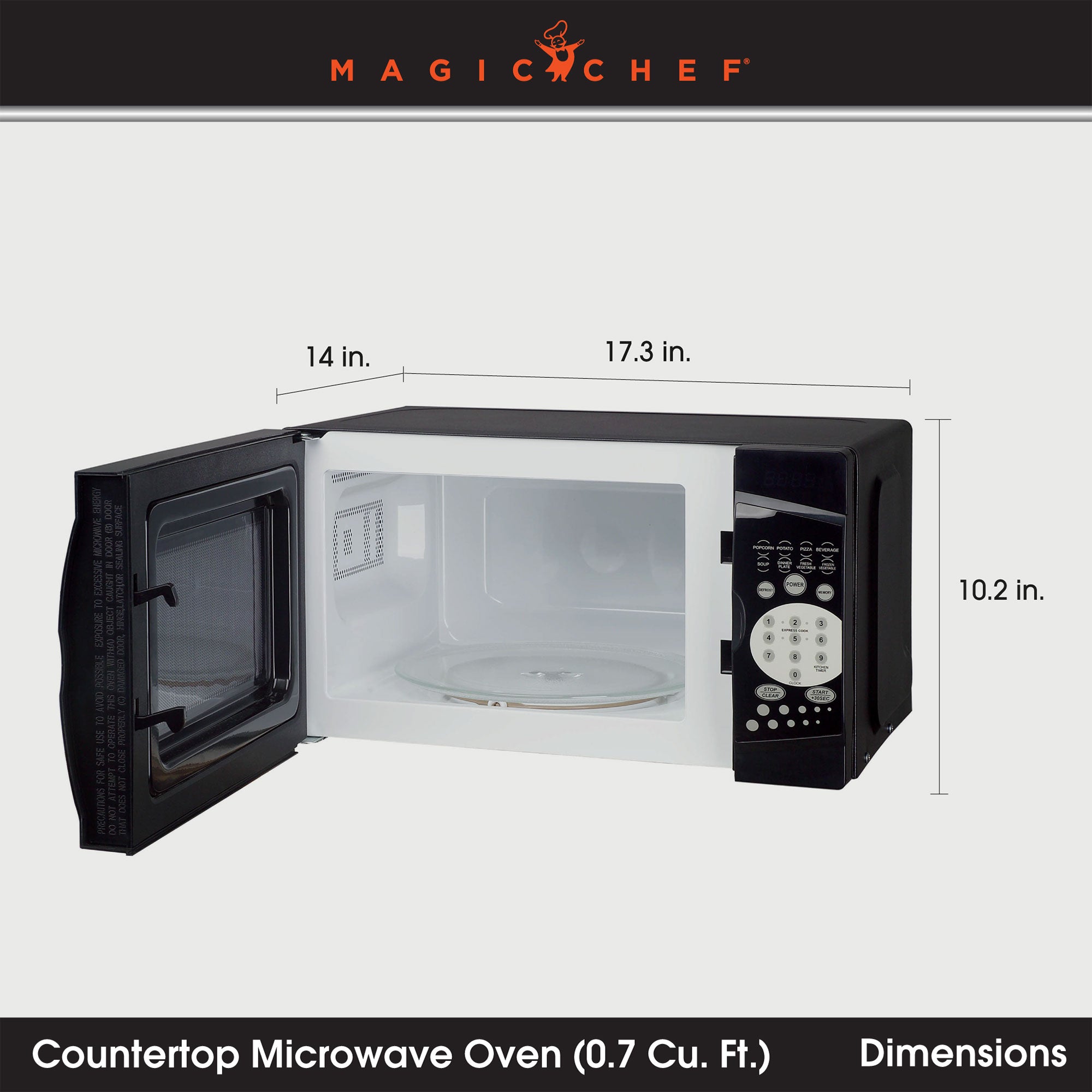 Magic Chef MCM770B 700W 0.7 Cubic Ft Microwave with Digital Touch, Black (Used)