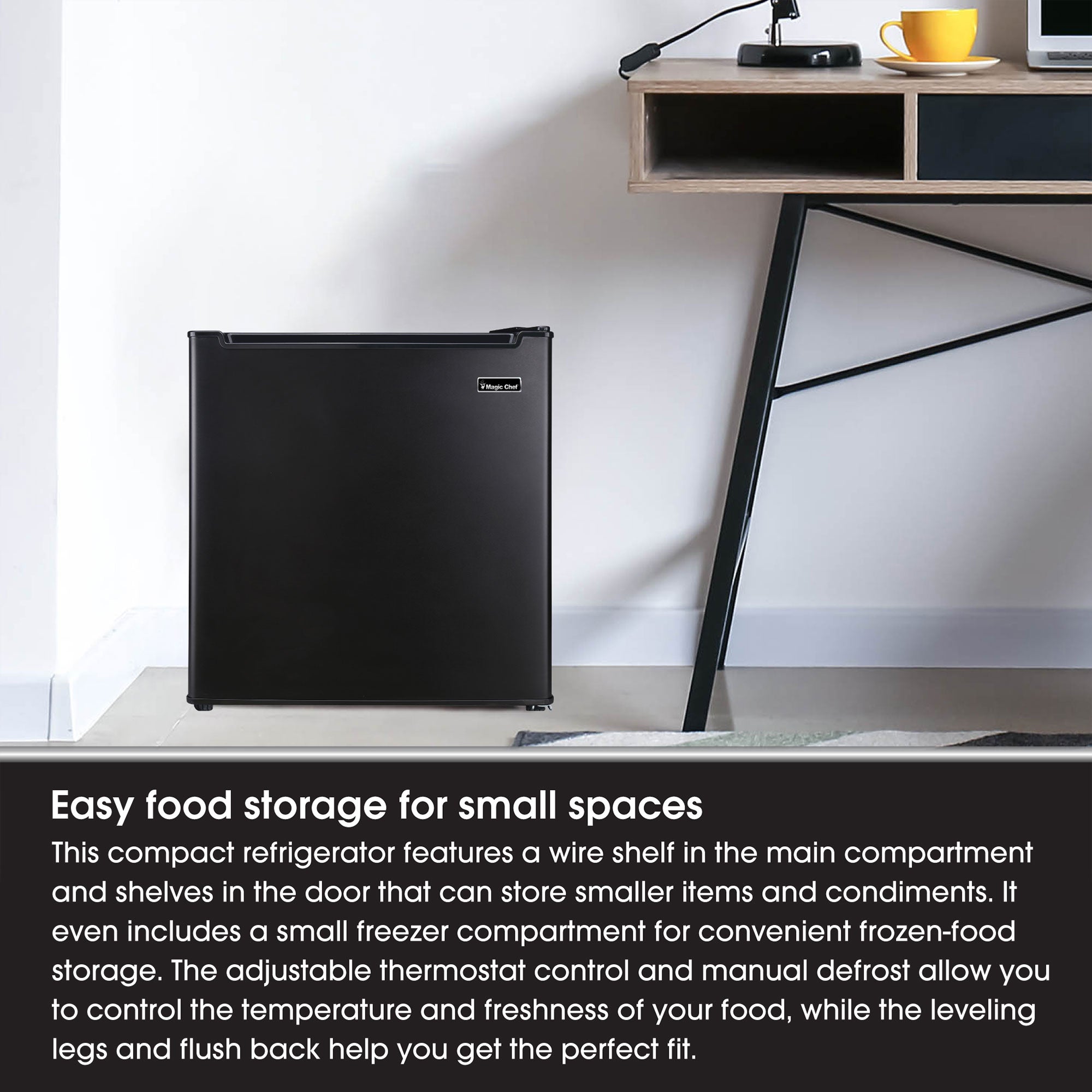 Magic Chef MCR170BE Mini Refrigerator with Freezer Shelf, 1.7 Cubic Feet, Black - VMInnovations