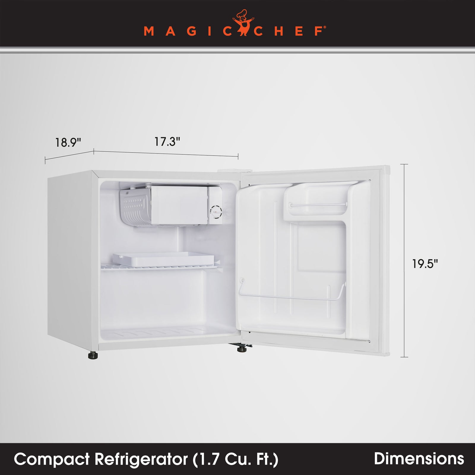Magic Chef MCR170WE Mini Refrigerator with Freezer Shelf, 1.7 Cubic Feet, White - VMInnovations