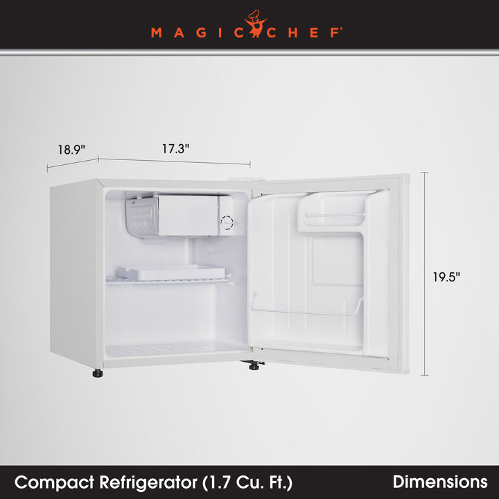 Magic Chef MCR170WE Mini Refrigerator with Freezer Shelf, 1.7 Cubic Feet, White - VMInnovations