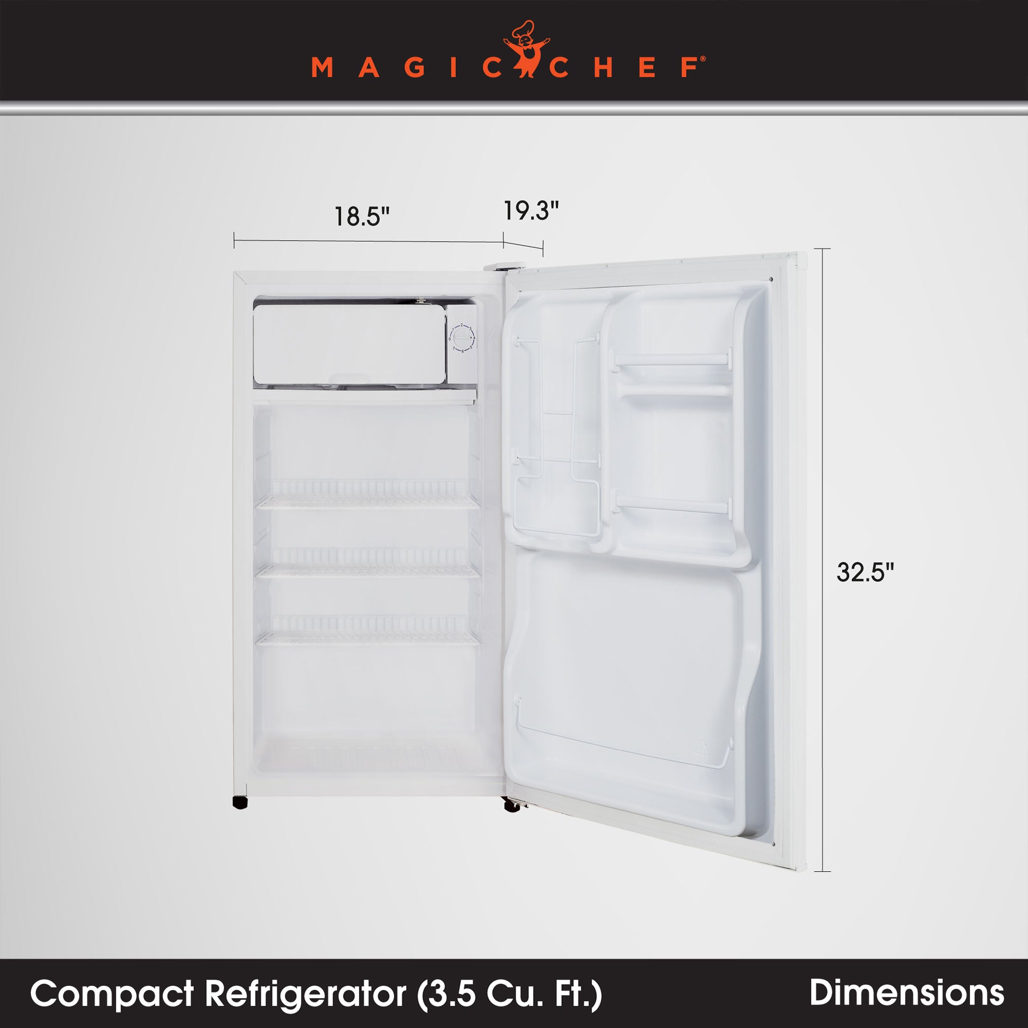 Magic Chef 3.5 Cubic Feet Compact Mini Refrigerator & Freezer, White (For Parts)