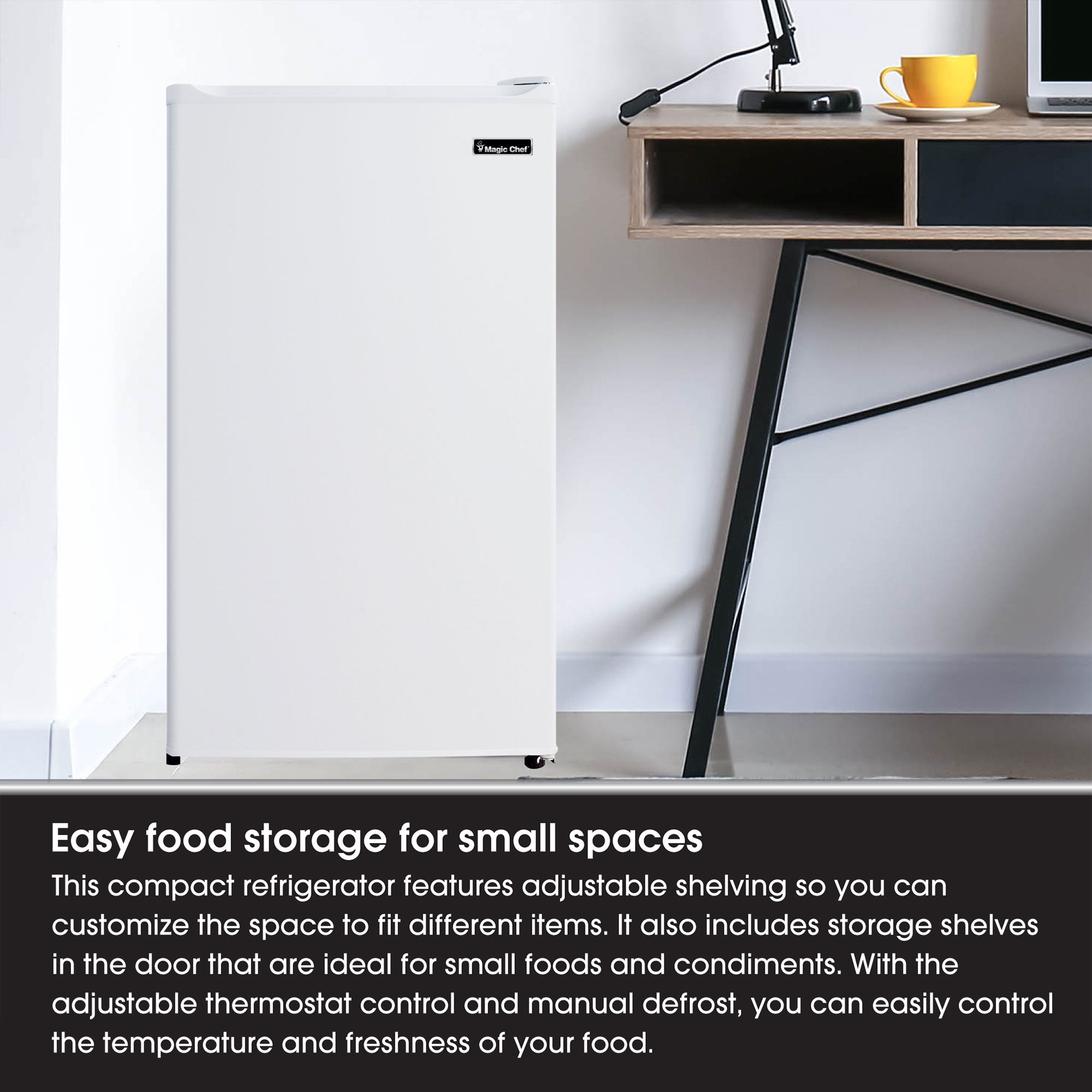 Magic Chef 3.5 Cubic Feet Compact Mini Refrigerator & Freezer, White (Open Box)