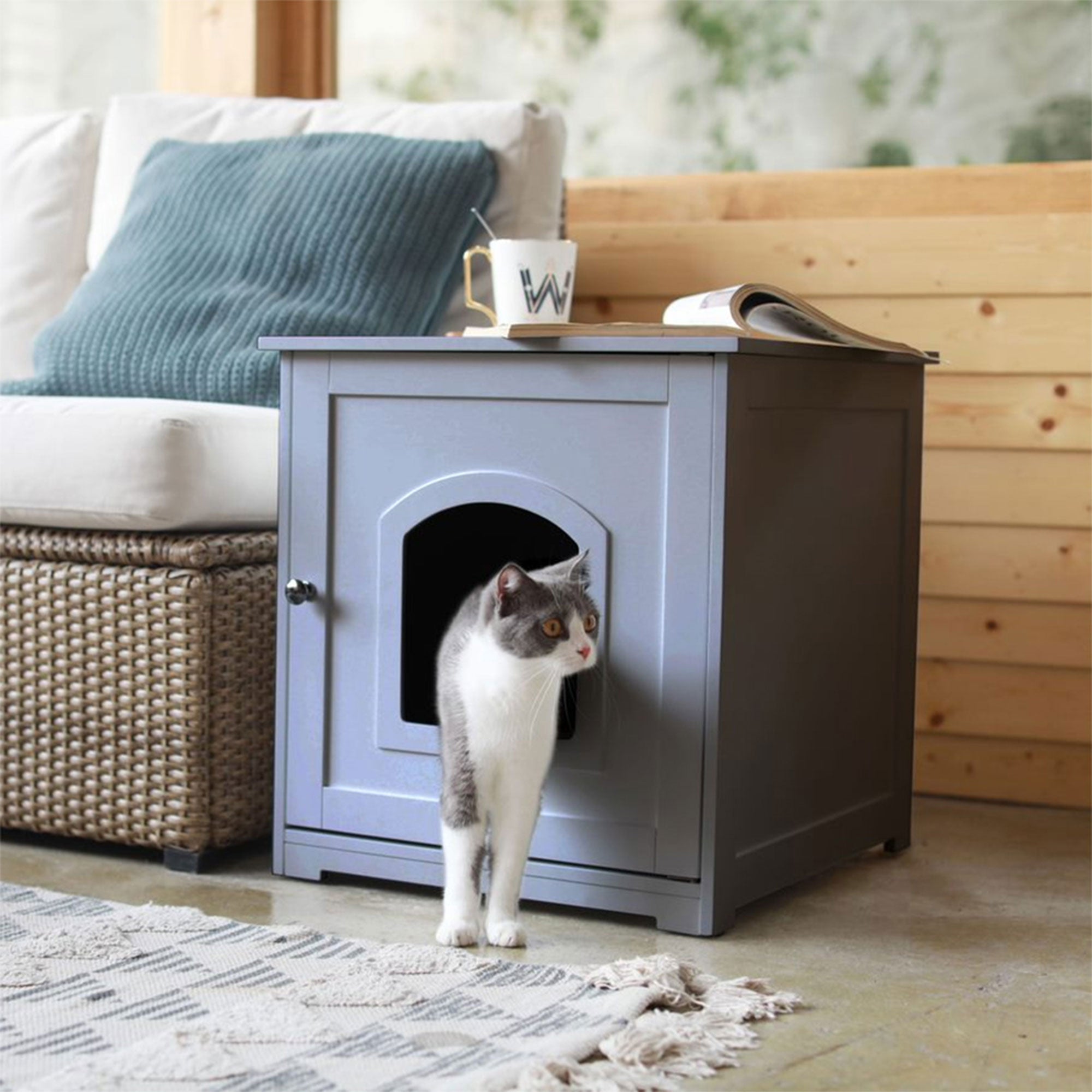 zoovilla Kitty Litter Loo Hidden Litter Box Enclosure Furniture, Gray (Used) - VMInnovations