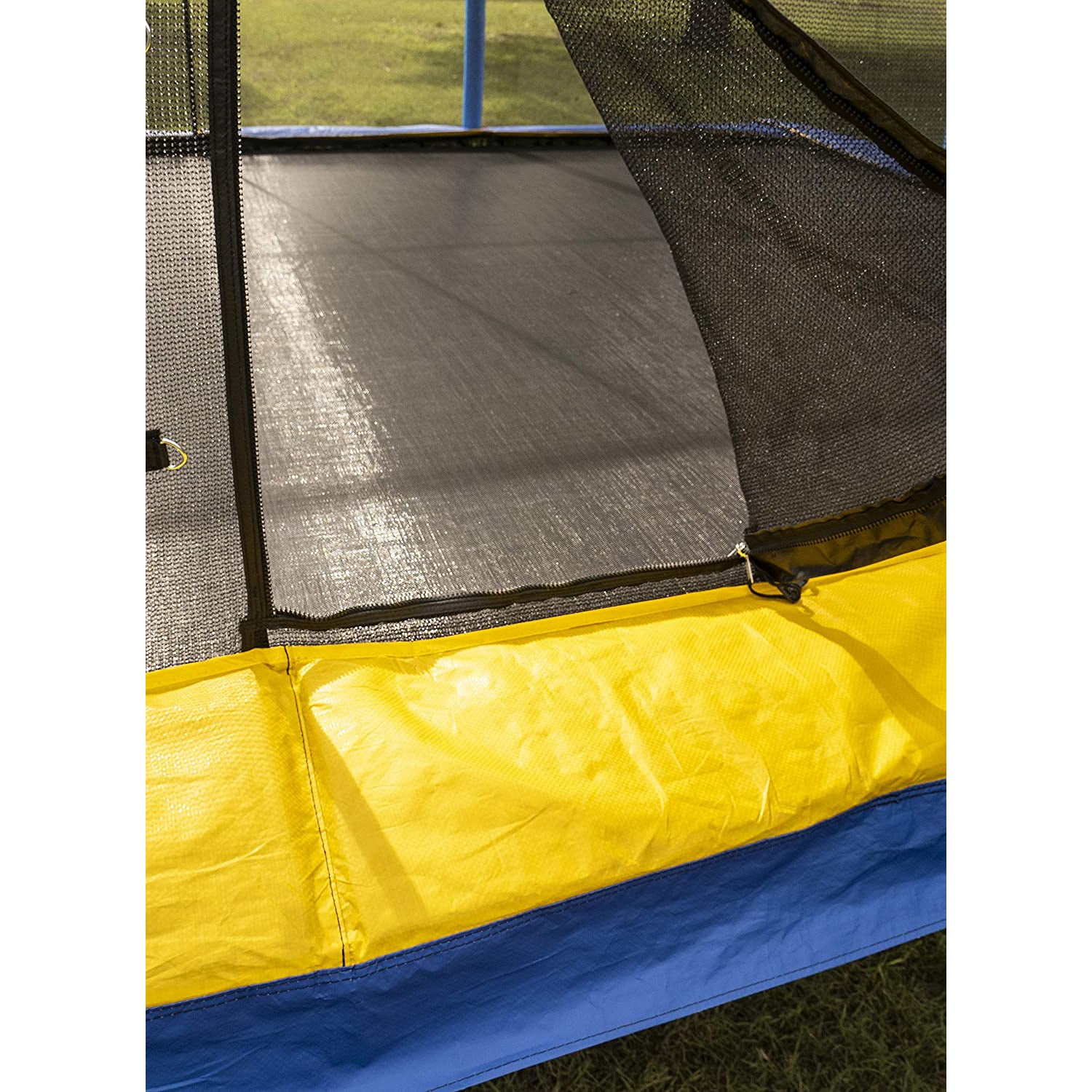 JumpKing Rectangular 10 x 15 Foot Trampoline Combo with Net & Pad, Blue/Yellow