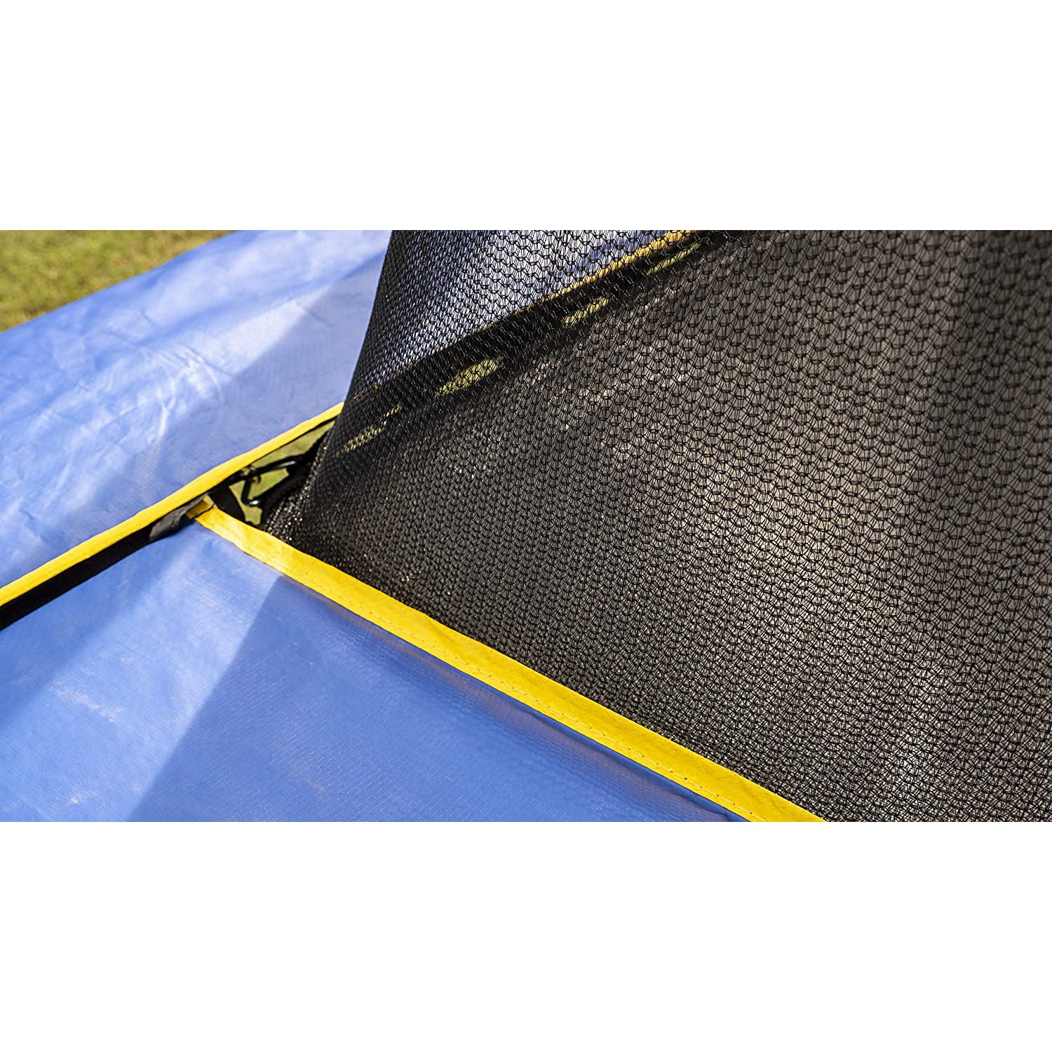 JumpKing Rectangular 10 x 15 Foot Trampoline Combo with Net & Pad, Blue/Yellow