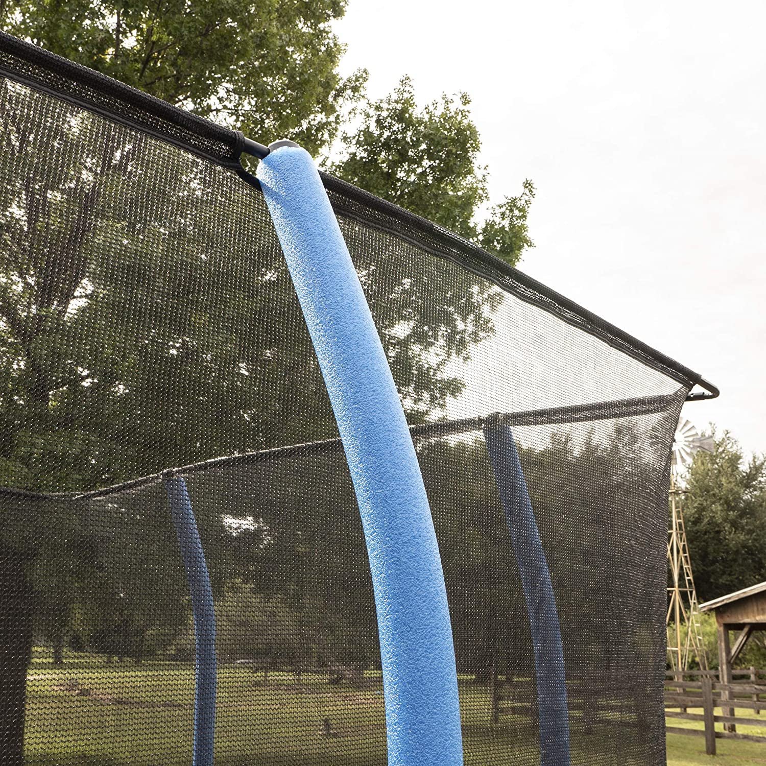 JumpKing Rectangular 10 x 15 Foot Trampoline Combo with Net & Pad, Blue/Yellow