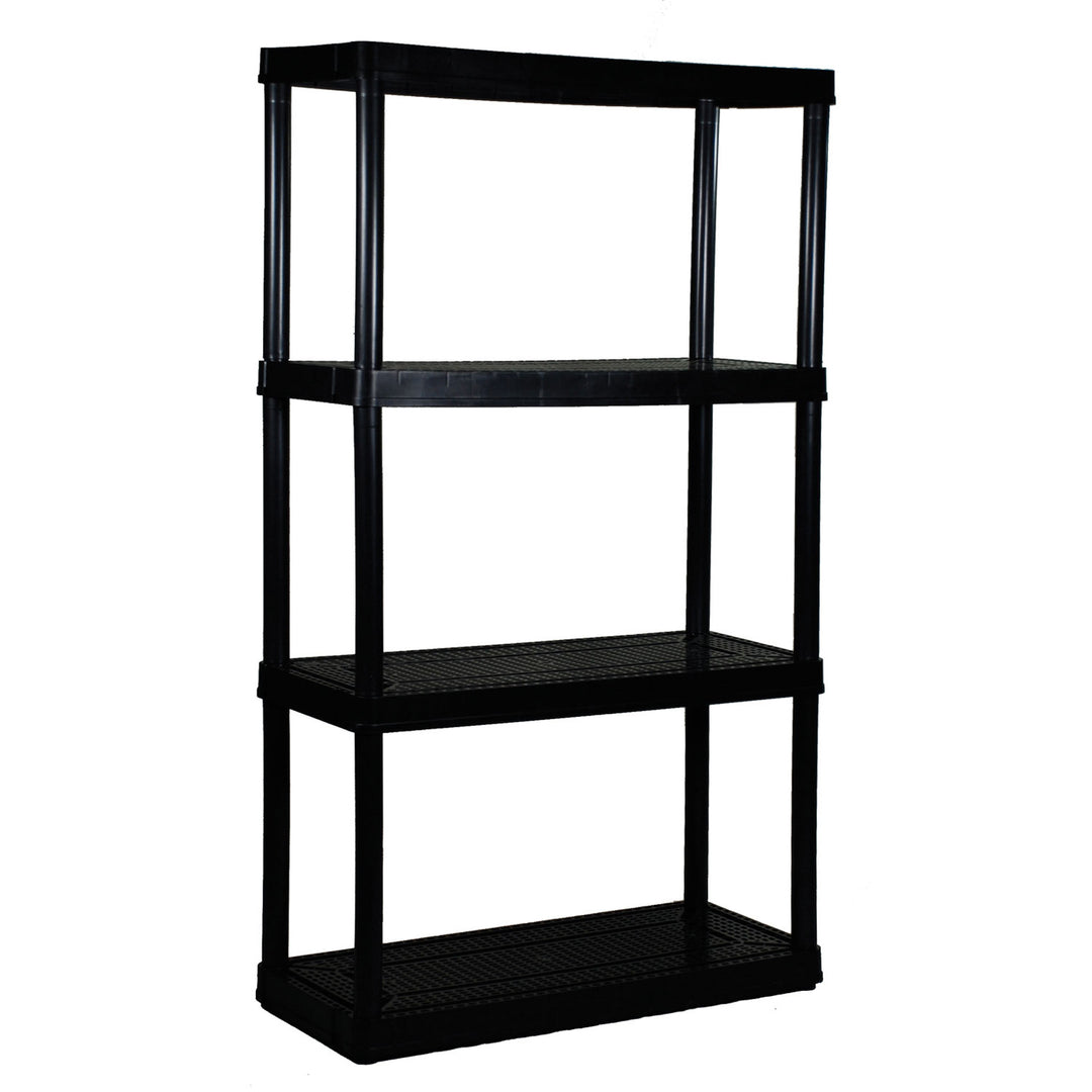 Gracious Living 4 Shelf Ventilated Garage Shelving Kit with 4 Bins & Lids, Black - VMInnovations