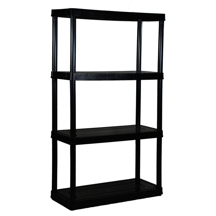 Gracious Living 4 Shelf Ventilated Garage Shelving Kit with 4 Bins & Lids, Black - VMInnovations