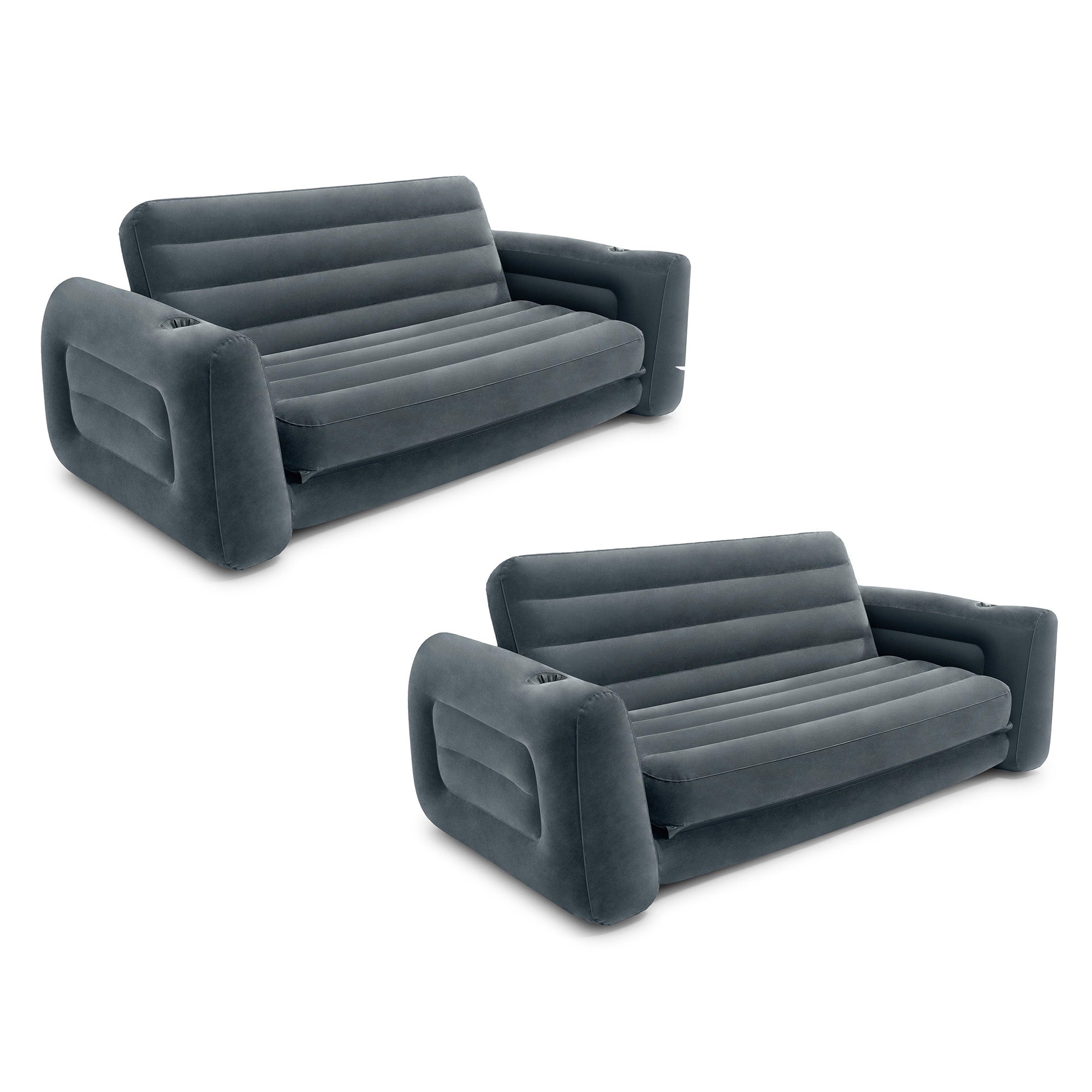 Intex Inflatable Pull-Out Sofa Bed Sleep Away Futon Couch, Queen, Gray (2 Pack) - VMInnovations