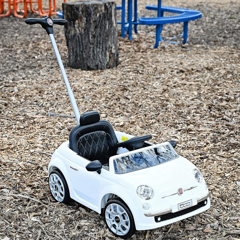 Best Ride On Cars 2-in-1 Fiat 500 Model Baby Toddler Push Car Stroller, White