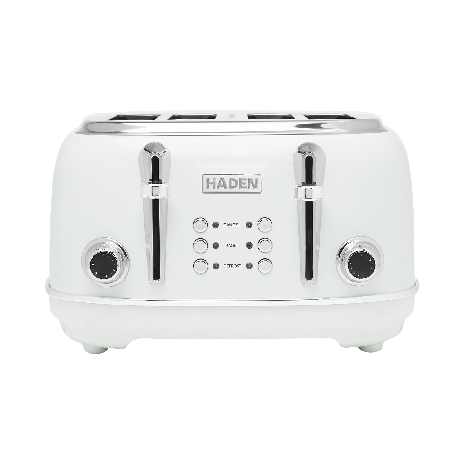 Haden Heritage 4 Slice Wide Slot Stainless Steel Toaster, Ivory & Chrome - VMInnovations