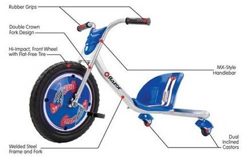 Razor Rip Rider 360 Drifting Ride-On Kids/Children Tricycle, Blue (Open Box)