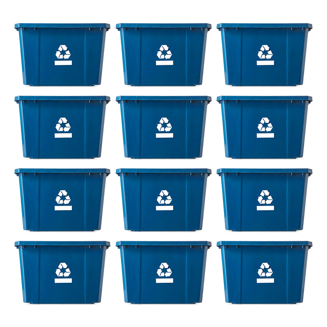 Gracious Living Medium Curbside Blue Box 17 Gallon Home Recycling Bin (12 Pack) - VMInnovations