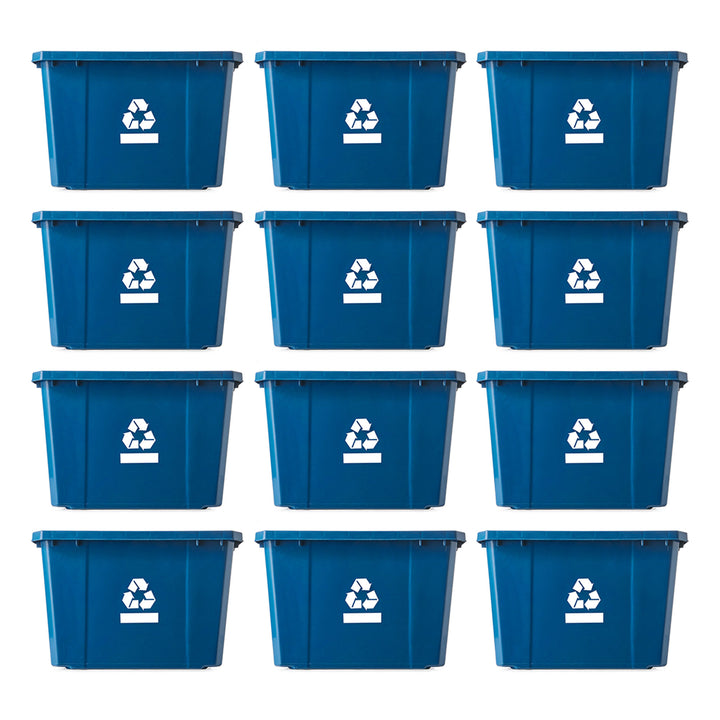Gracious Living Medium Curbside Blue Box 17 Gallon Home Recycling Bin (12 Pack) - VMInnovations