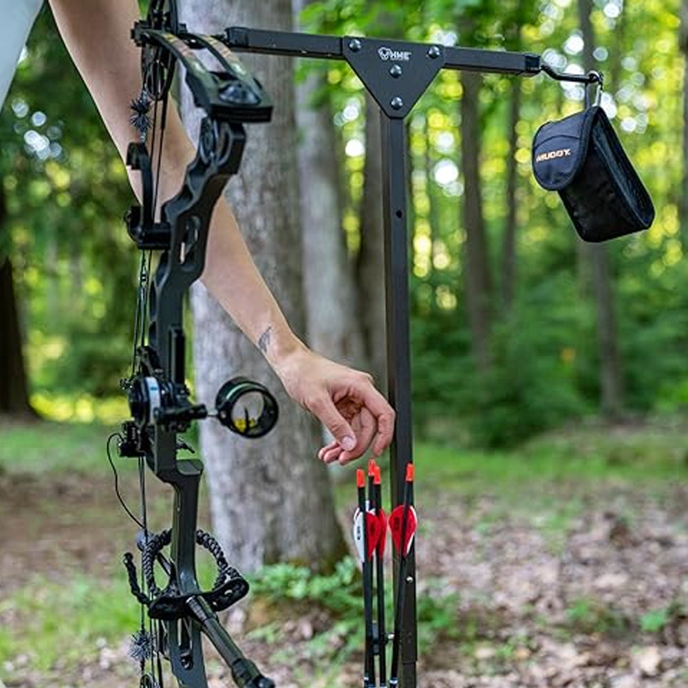HME Hard Surface Practice Indoor Outdoor Steel Archery Bow Storage Hanger Rack