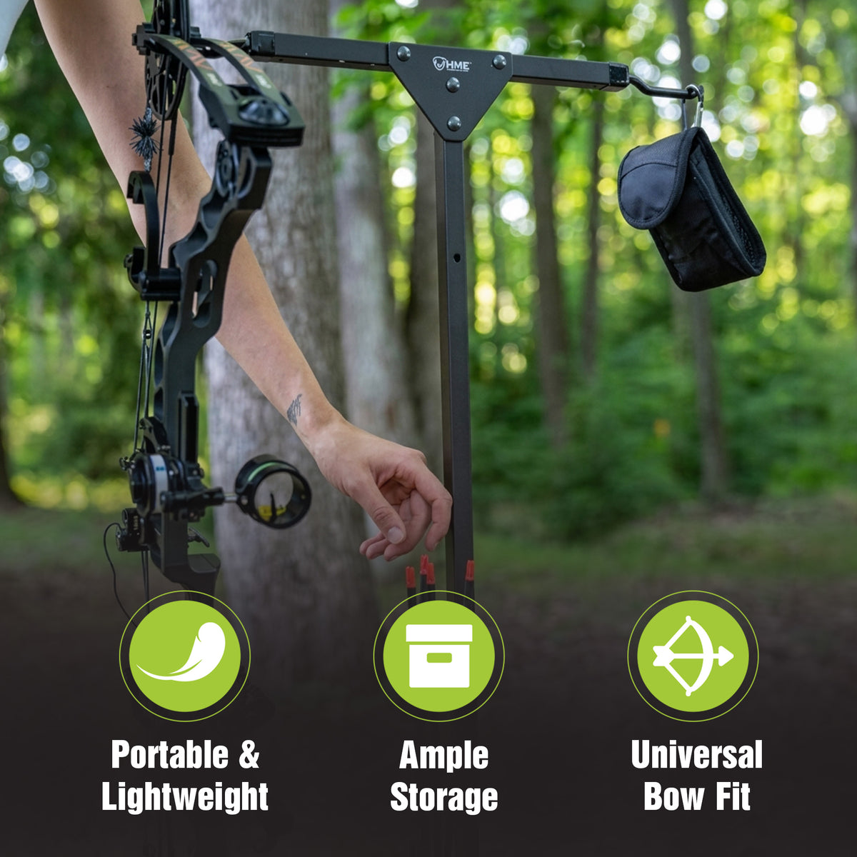 HME Hard Surface Practice Indoor Outdoor Steel Archery Bow Storage Hanger Rack
