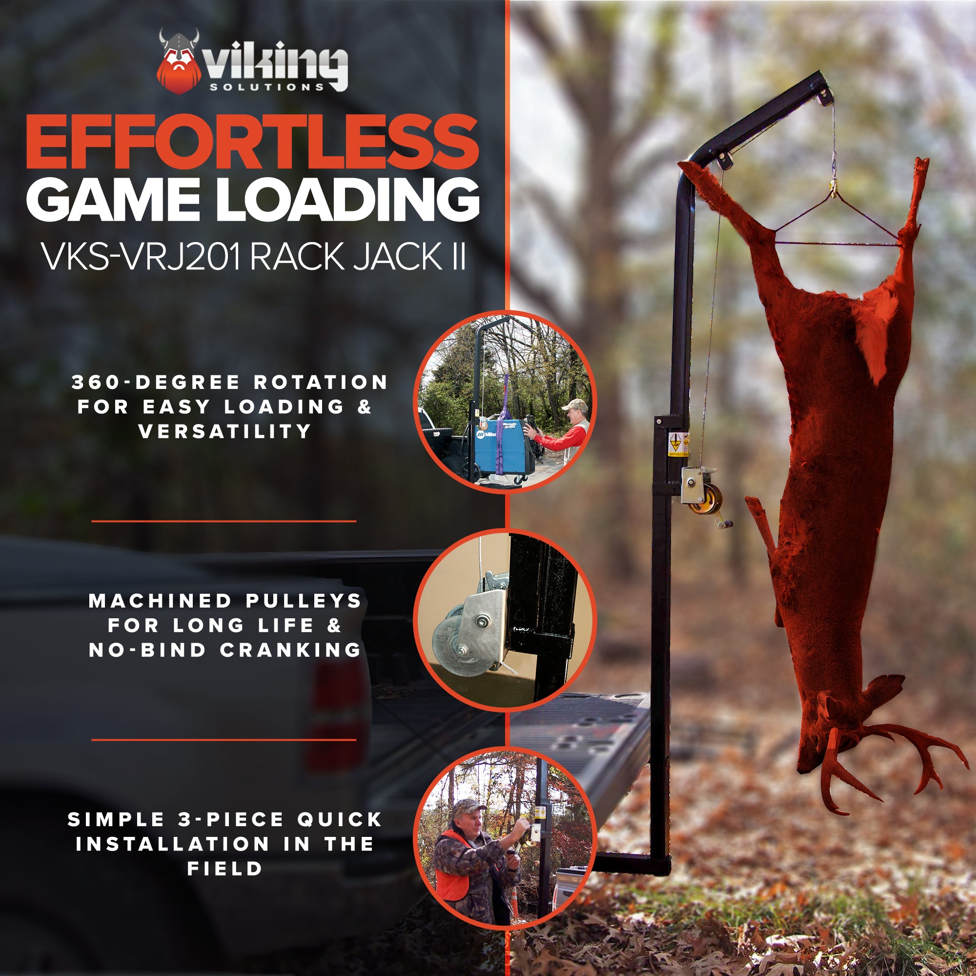 Viking Solutions Rack Jack II Hitch Mounted Hoist for Game Animals (Open Box) - VMInnovations