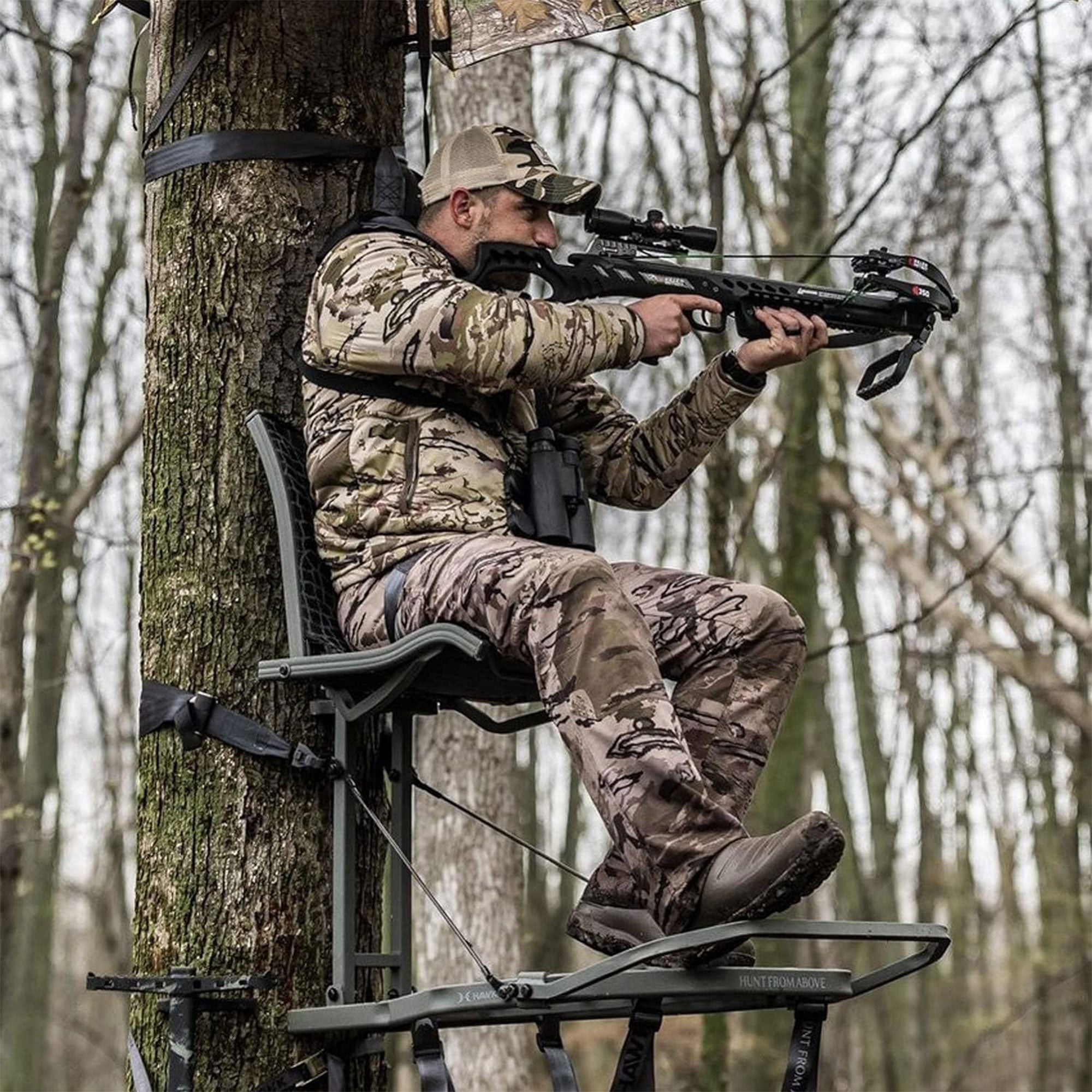 Hawk Helium Kickback LVL Steel Hang-On Tree Stand w/Leg Extension Footrest(Used) - VMInnovations