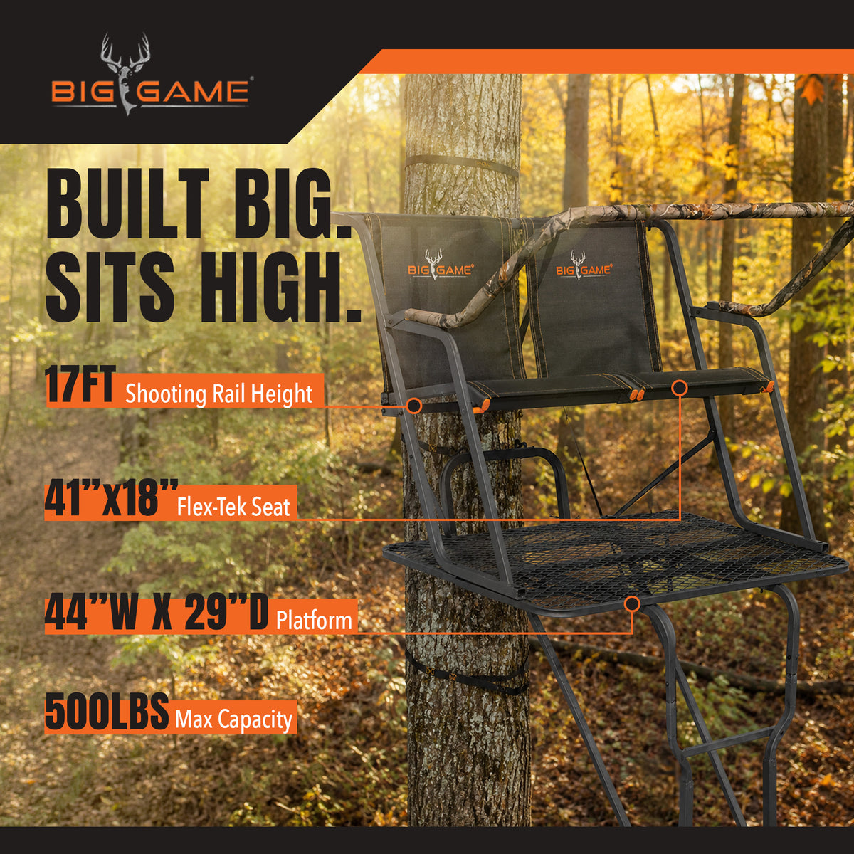 Big Game Spector XT 17 Foot 2 Person Deer Hunting Ladder Climbing Tree Stand - VMInnovations