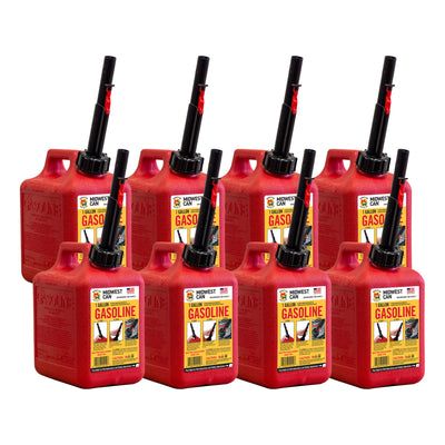 Midwest Can Company 1210 1 Gallon Gas Can Fuel Container Jugs w/ Spout (8 Pack)