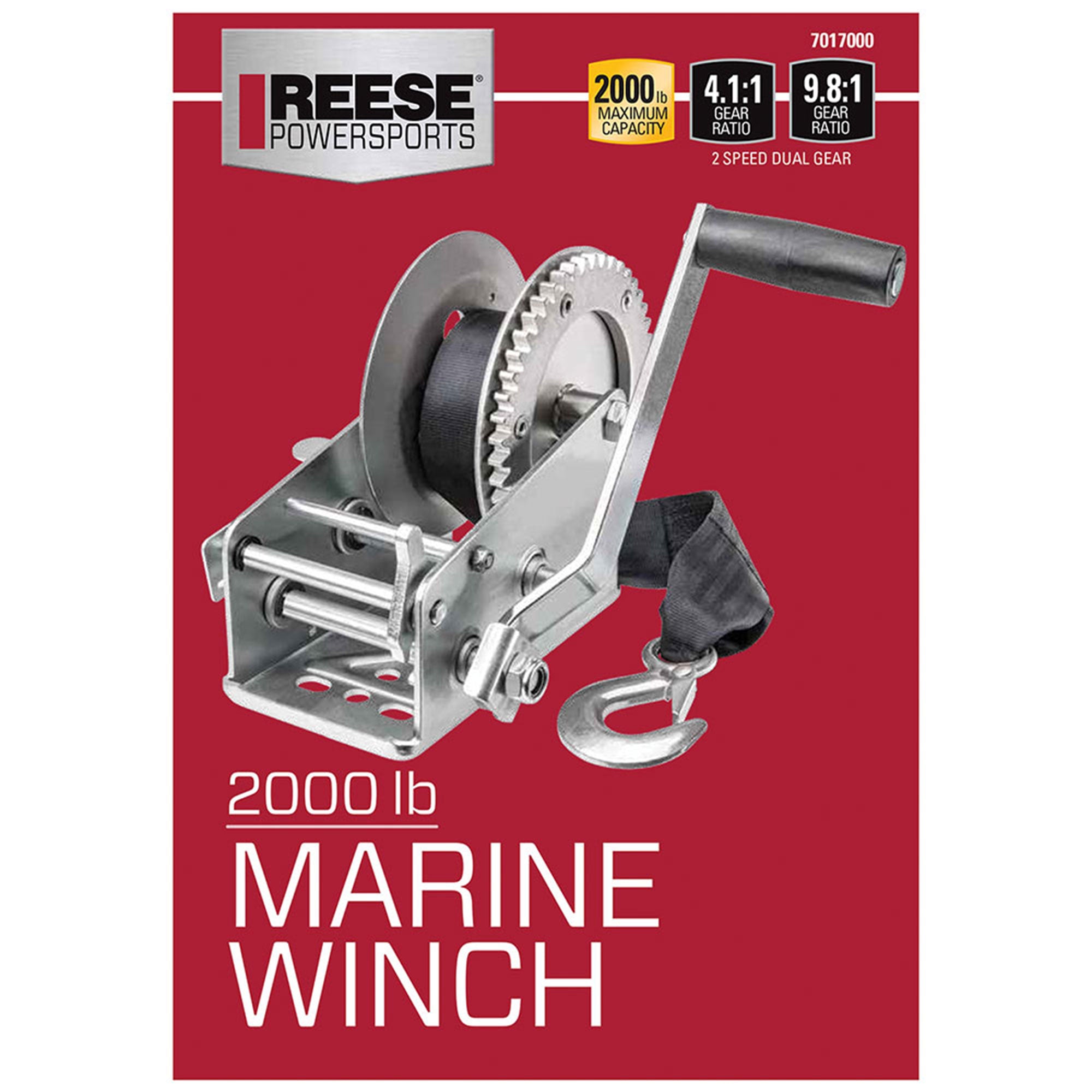 Reese 7017000 20 Foot Hook Strap Zinc Plated Carbon Steel Marine Ratchet Winch - VMInnovations