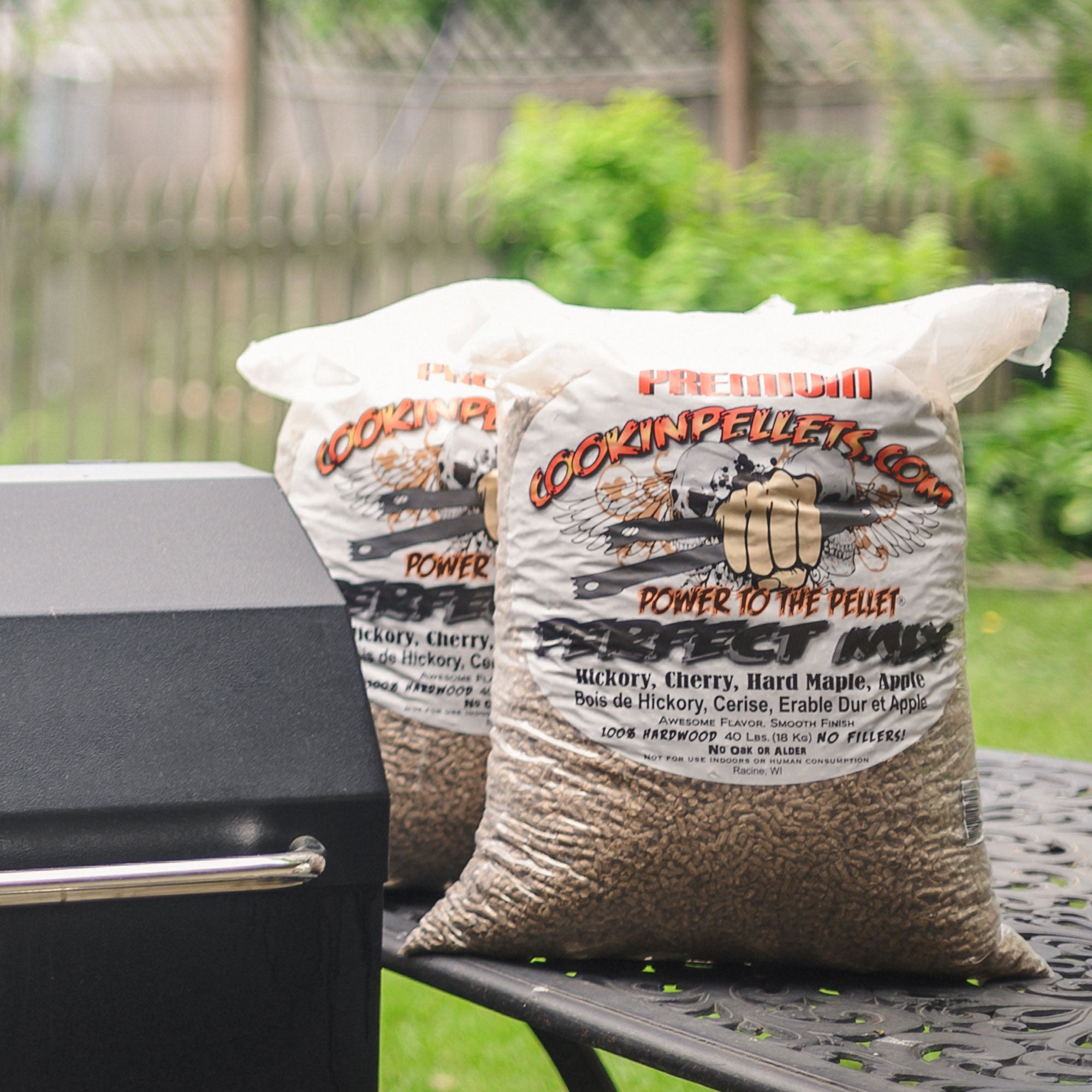 CookinPellets 40 Lb Perfect Mix Hickory, Cherry,Maple, Apple Wood Pellets (Used) - VMInnovations