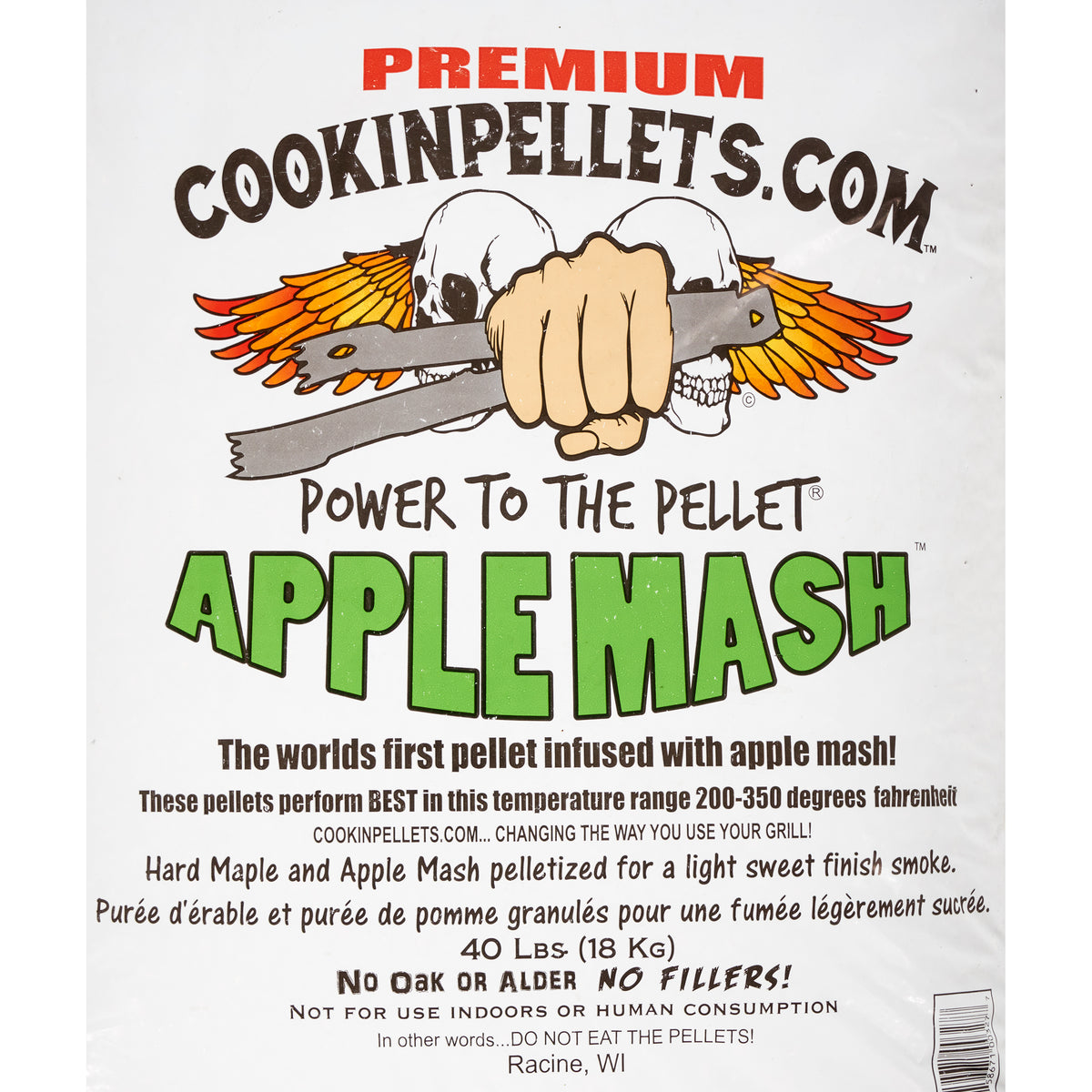 CookinPellets Apple Mash Hard Maple Smoker Wood Pellets, 40 Pound Bag (4 Pack)