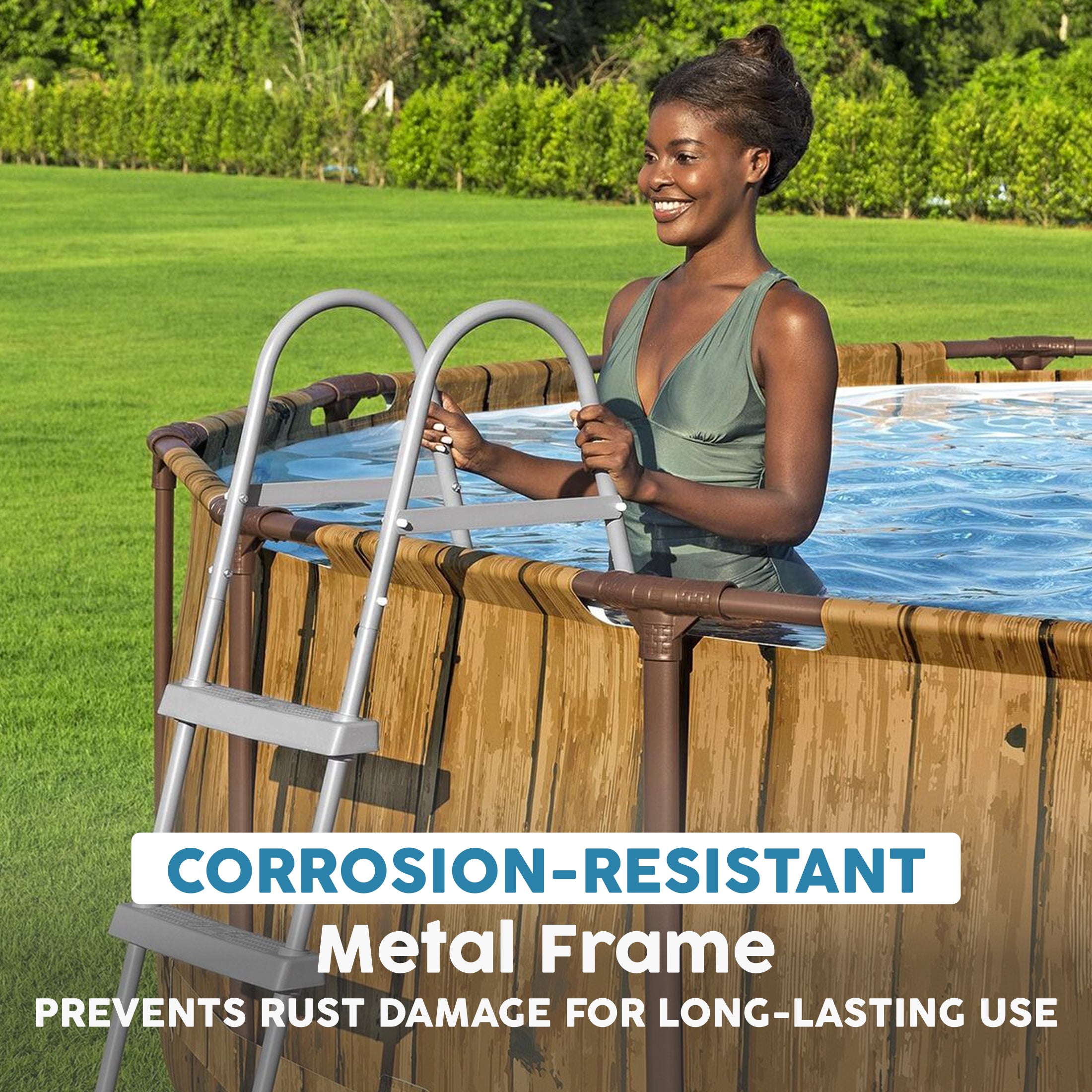 Bestway 58335E-BW 42 In Flowclear Above Ground Rust Resistant Pool Ladder (Used)