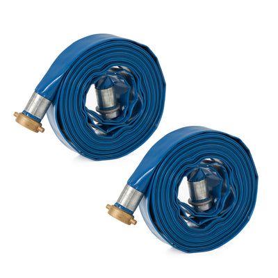 Apache 98138015 1.5" Diameter 50' Length 75 PSI PVC Lay Flat Hose, Blue (2 Pack)