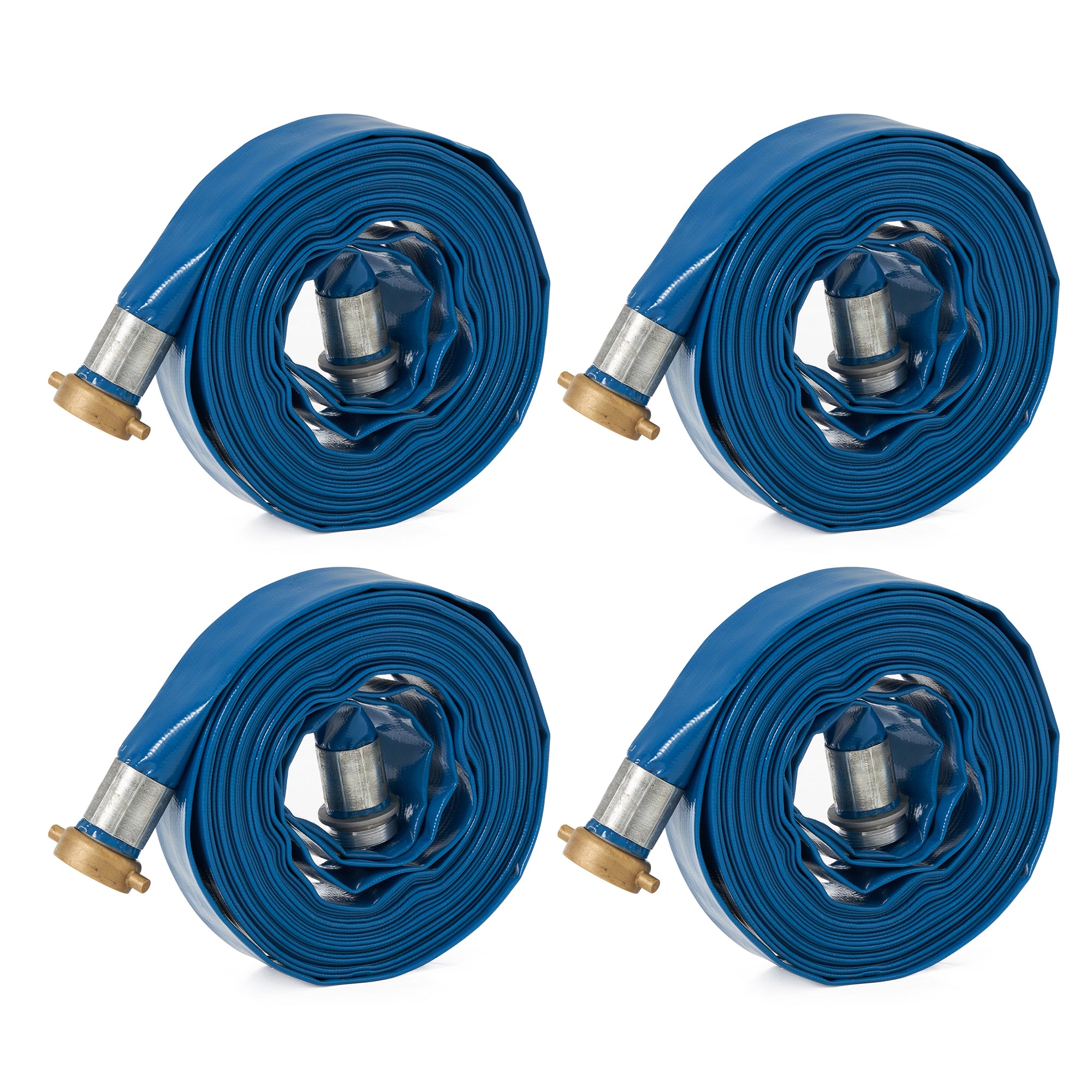 Apache 98138015 1.5" Diameter 50' Length 75 PSI PVC Lay Flat Hose, Blue (4 Pack) - VMInnovations